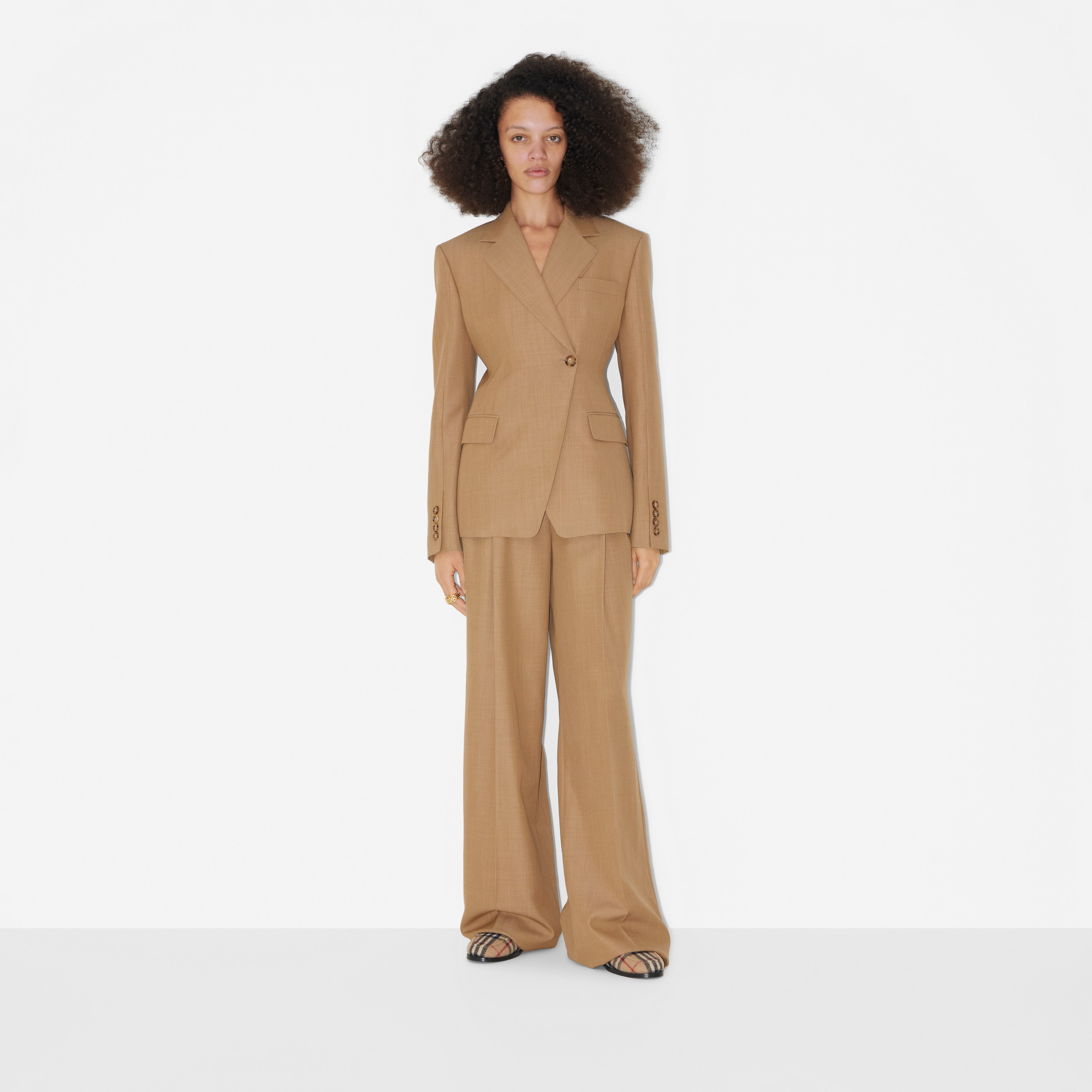 Wool Tailored Jacket in Camel Melange - Women | Burberry® Official - 2