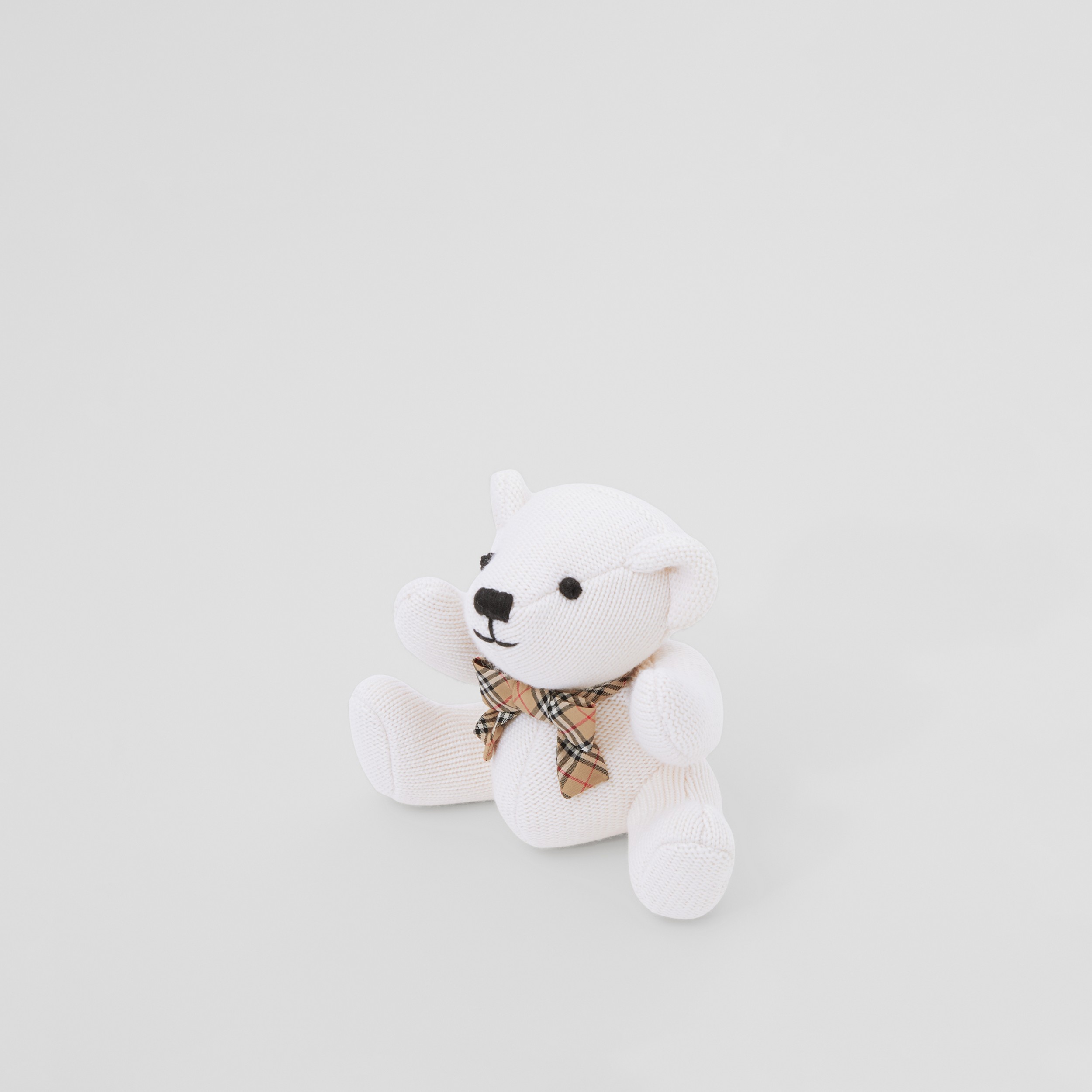 Check Bow Tie Wool Silk Thomas Bear Rattle in Ivory - Children | Burberry® Official - 3