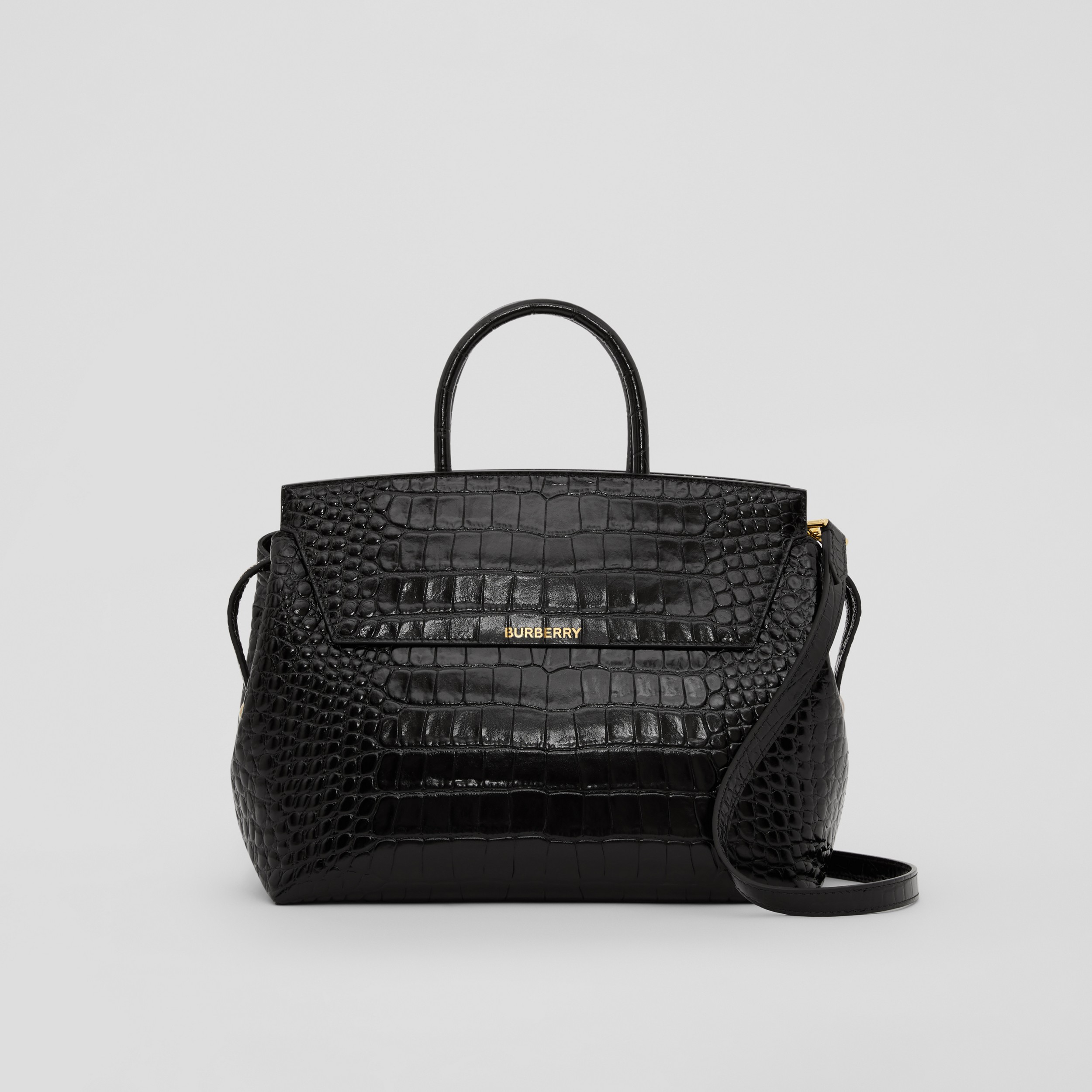 Embossed Leather Medium Catherine Bag in Black - Women | Burberry® Official - 1