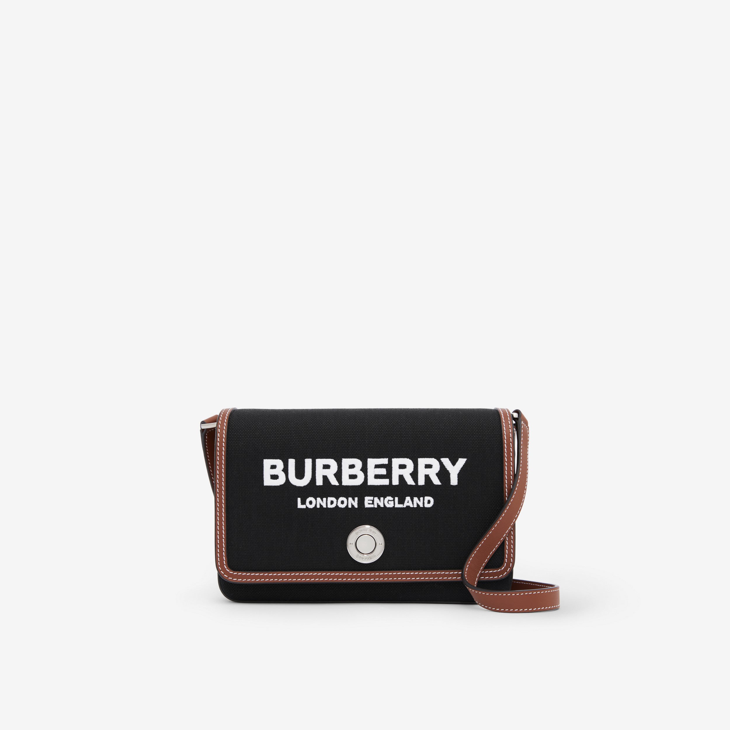 Technical Cotton and Leather Mini Note Bag in Black - Women | Burberry® Official - 1