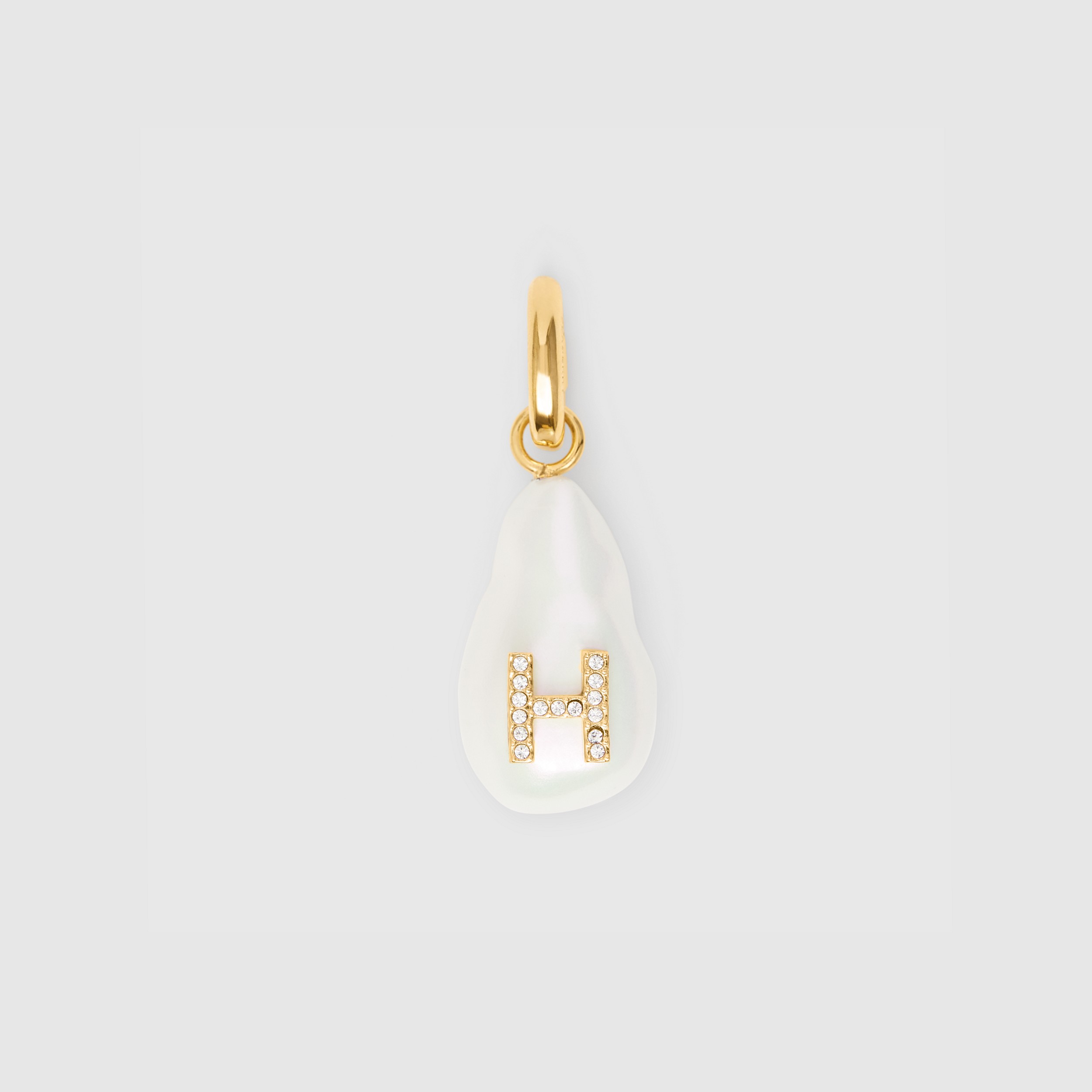 ‘H’ Crystal and Resin Pearl Letter Charm – Online Exclusive in Light Gold/mother-of-pearl - Women | Burberry® Official - 1
