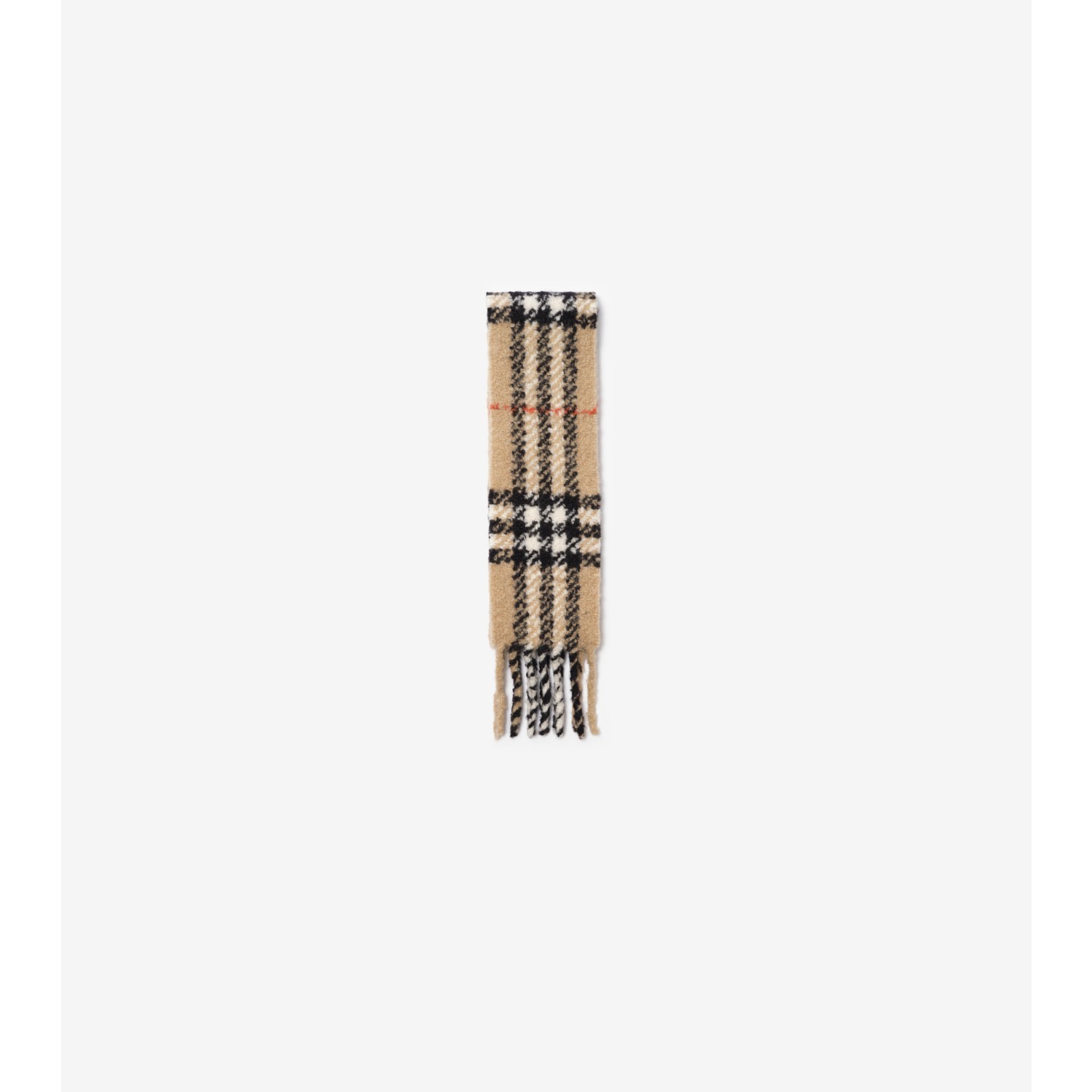Narrow Check Alpaca Wool Blend Bouclé Scarf