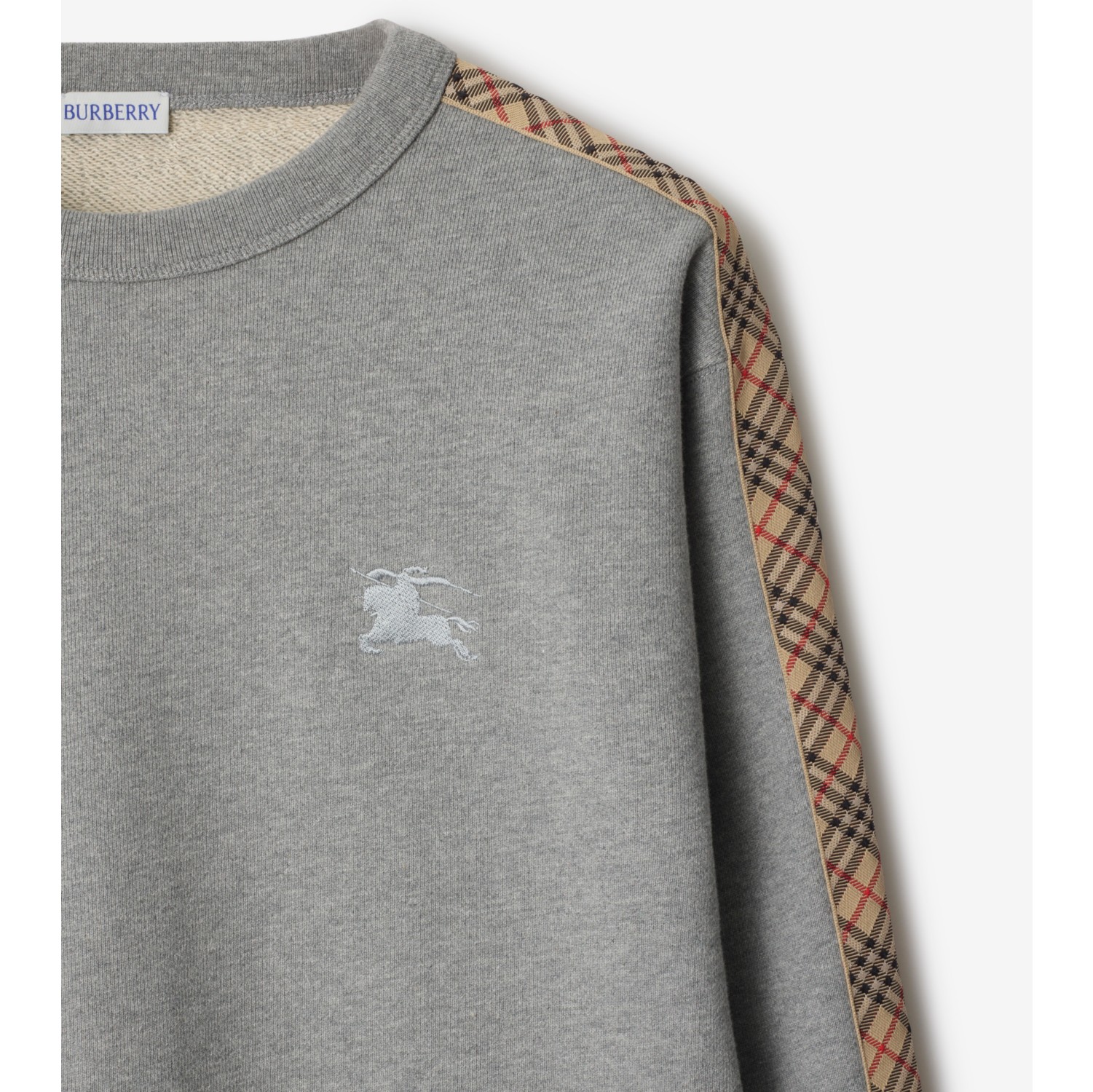 Felpa in cotone con finiture Check