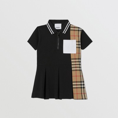 ヴィンテージチェックパネル コットンピケ ポロシャツドレス (ブラック) - チルドレンズ | Burberry®公式サイト