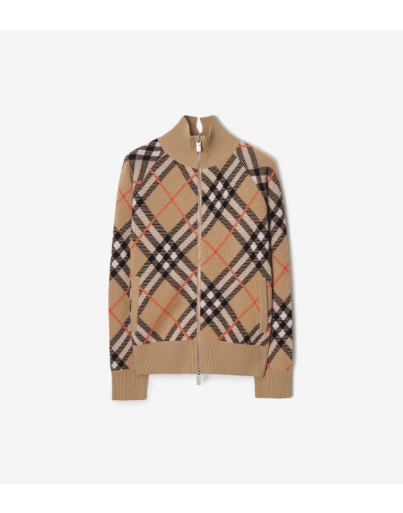 Check Wool Blend Track Jacket