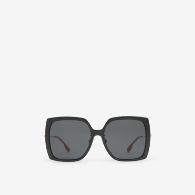 PRETTYLITTLETHING Black Monogram Square Frame Sunglasses