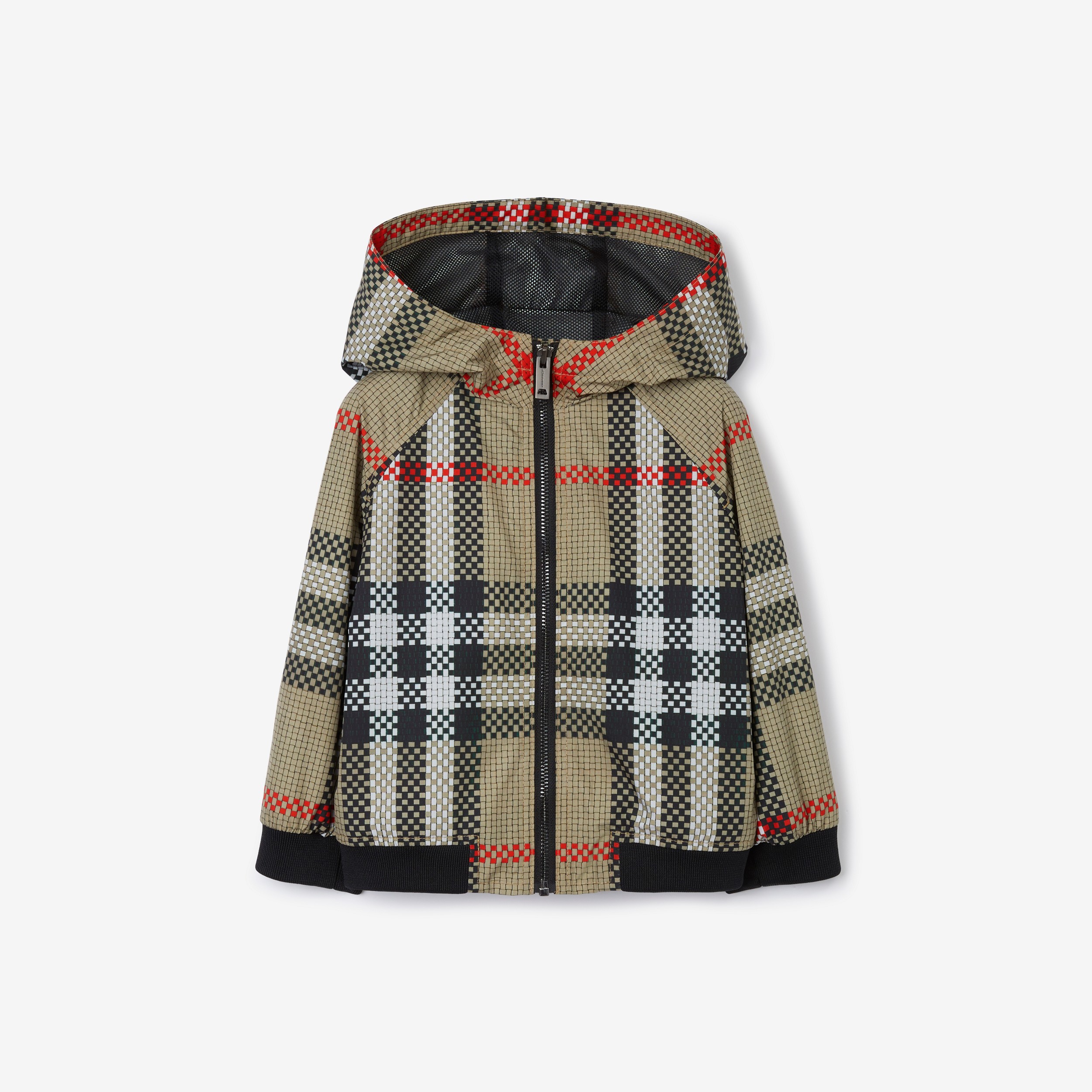 Check Hooded Jacket in Archive Beige - Children | Burberry® Official - 1