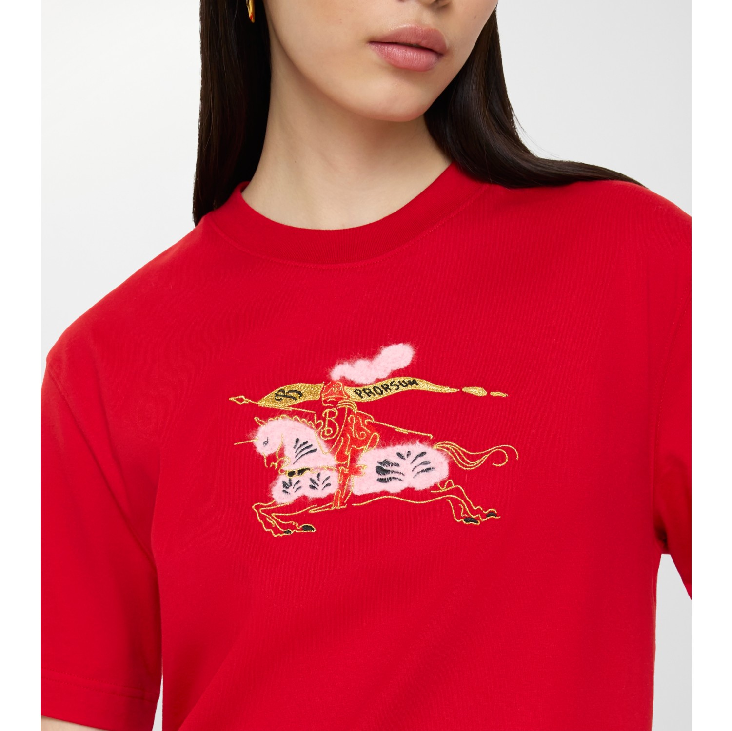 EKD Cotton T-shirt in Crayon red - Women | Burberry® Official