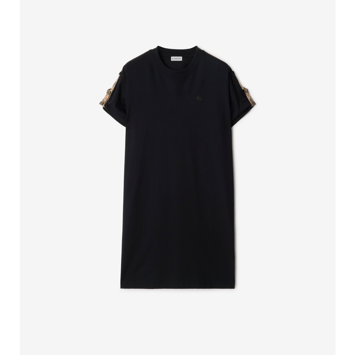  Check Trim Cotton T-shirt Dress