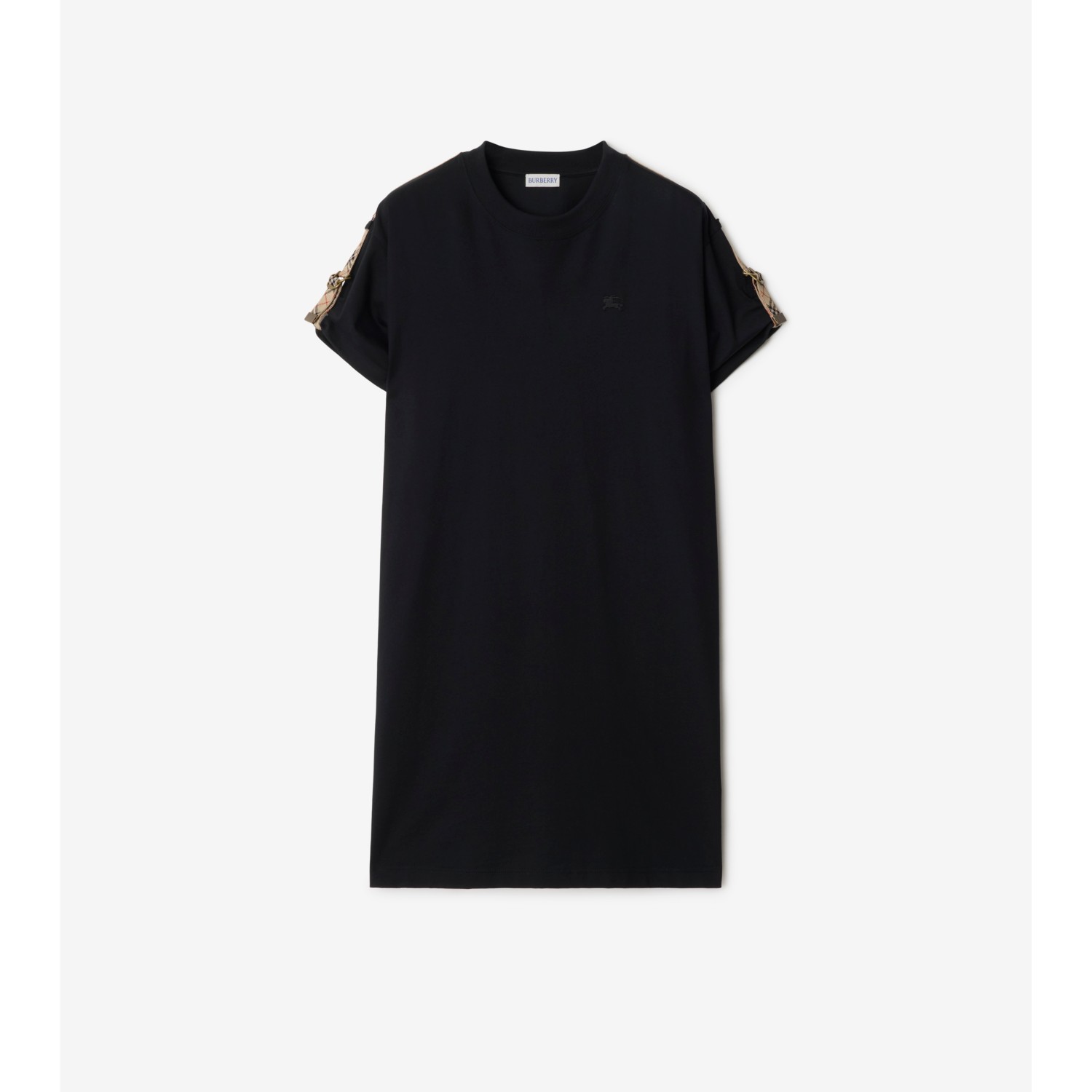 Check Trim Cotton T-shirt Dress