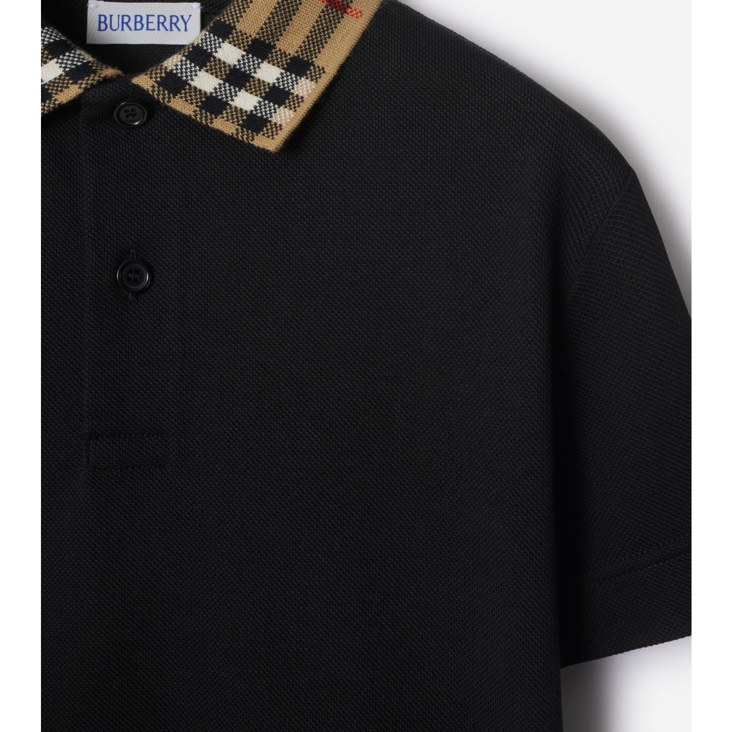 Check Collar Cotton Polo Shirt