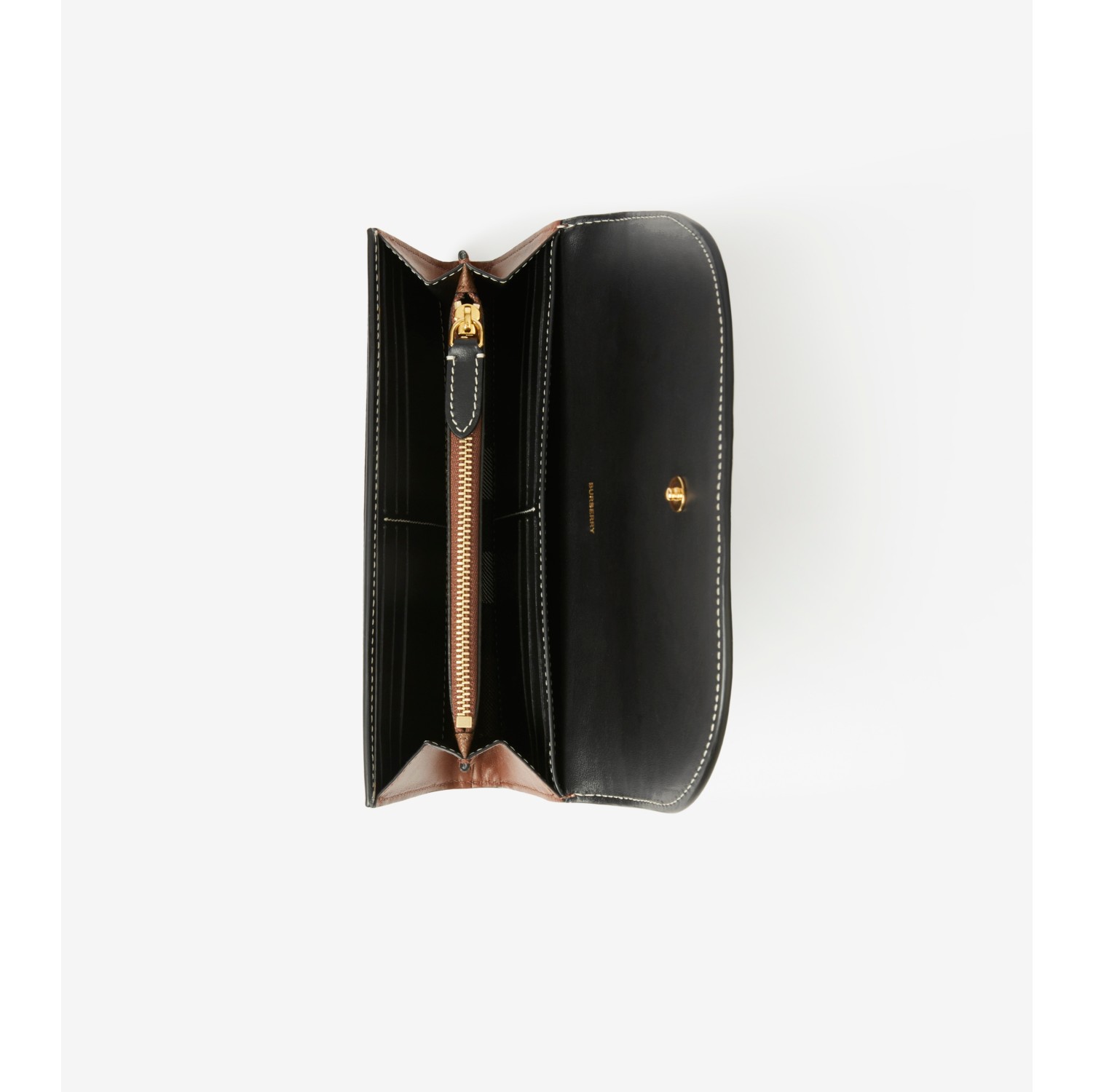 Check and Leather Continental Wallet