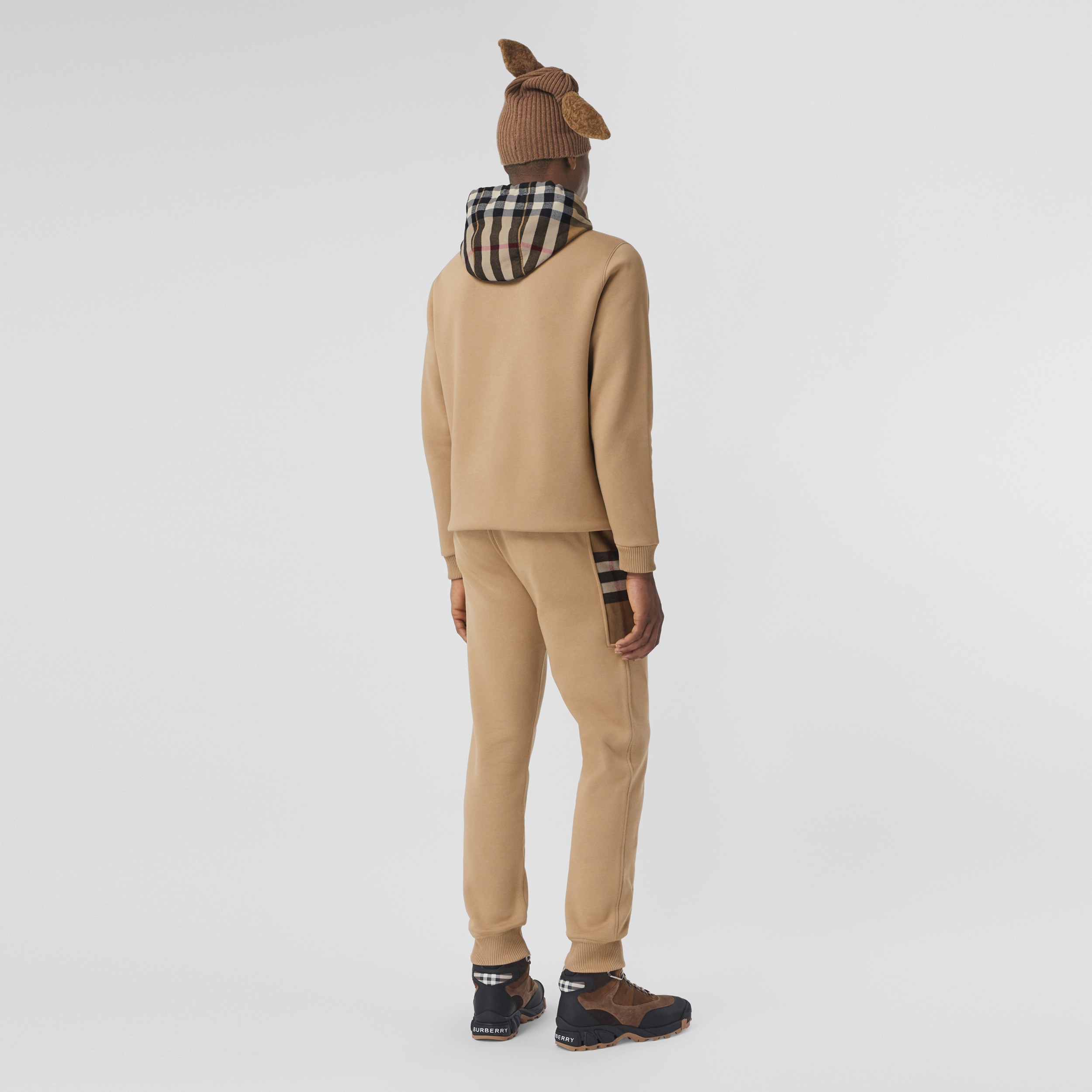 Check Panel Cotton Blend Jogging Pants in Camel - Men | Burberry® Official - 4