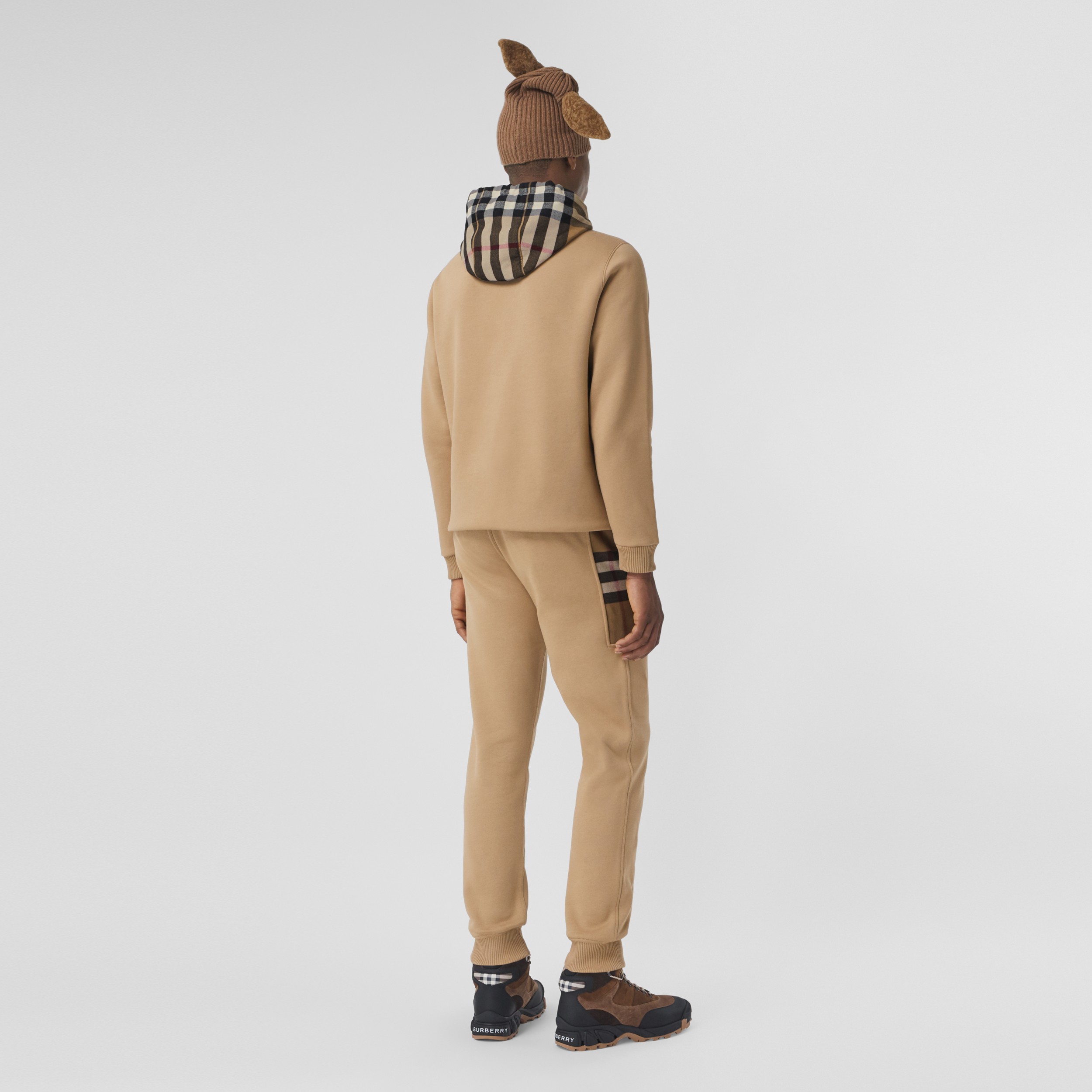 Check Panel Cotton Blend Jogging Pants in Camel - Men | Burberry® Official