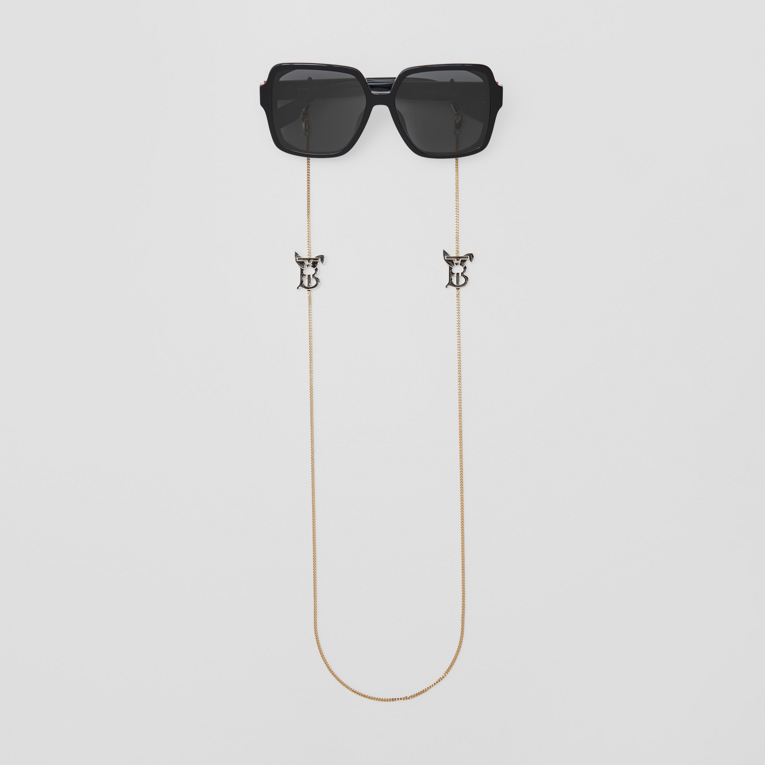 Square Frame Lola Sunglasses with Chain in Black - Women | Burberry® Official - 4