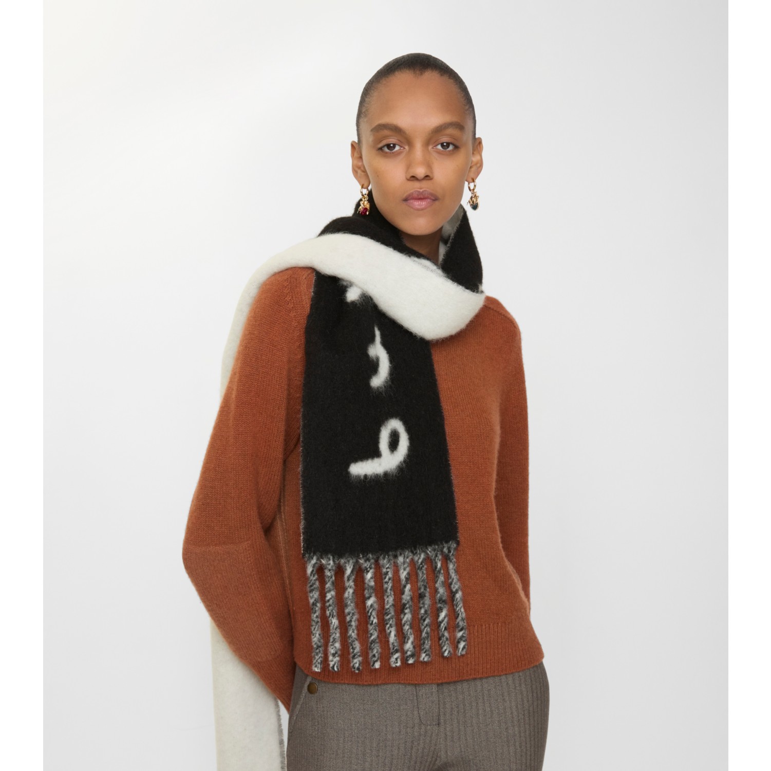 Reversible Logo Alpaca Wool Blend Scarf