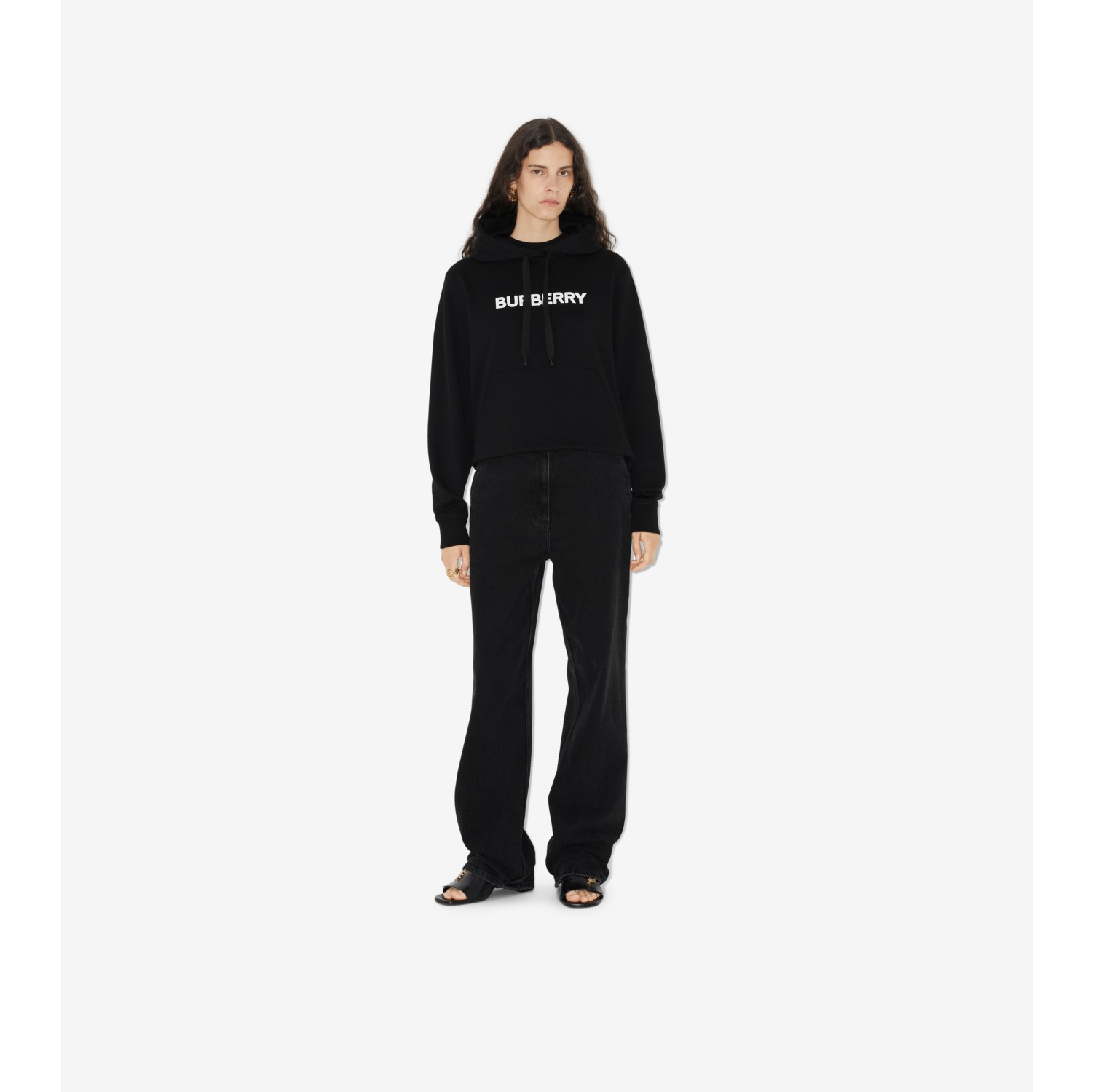 Black cotton hoodie online women's