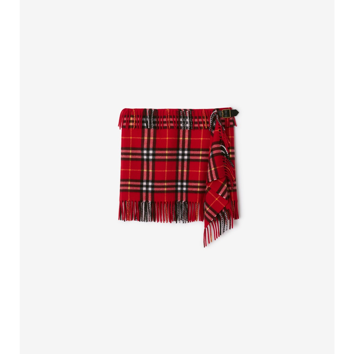 Shop Burberry Check Wool Cashmere Scarf Skirt In Currant