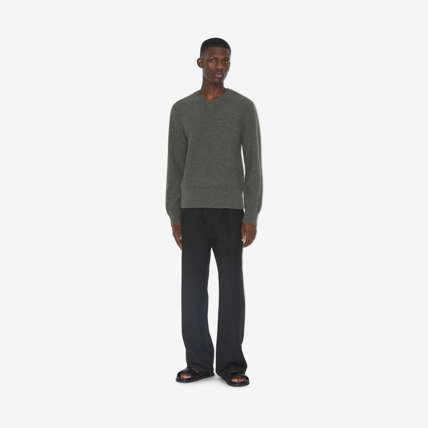 Suéter de cashmere e lã com estampa EKD (Cinza Escuro Mesclado) - Homens | Burberry® oficial