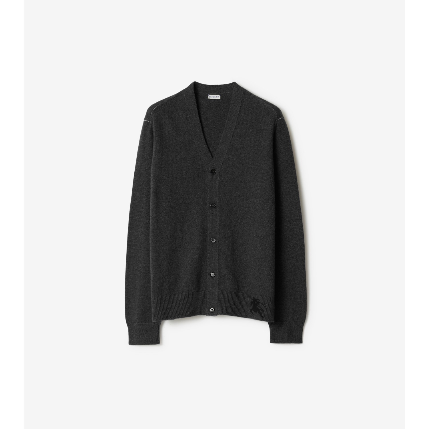 Cashmere Cardigan in Dark grey melange Men Burberry Official