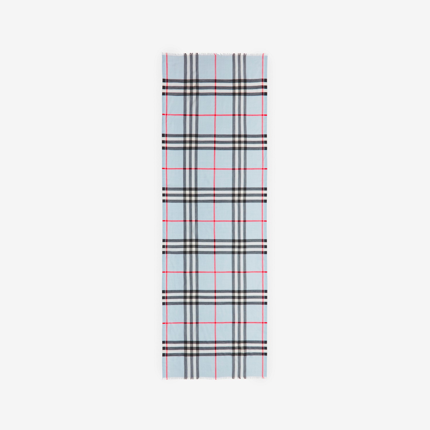 Lightweight Check Wool Silk Scarf in Pale Blue/black | Burberry® Official