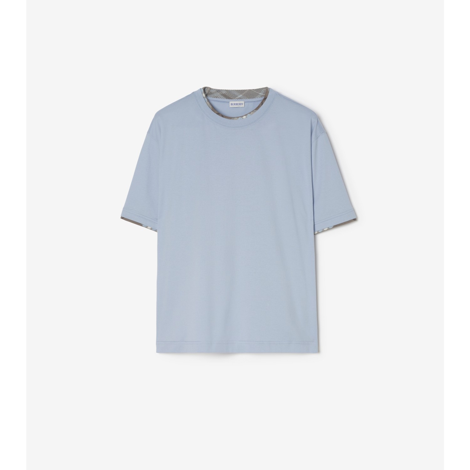 Check Trim Cotton T-shirt