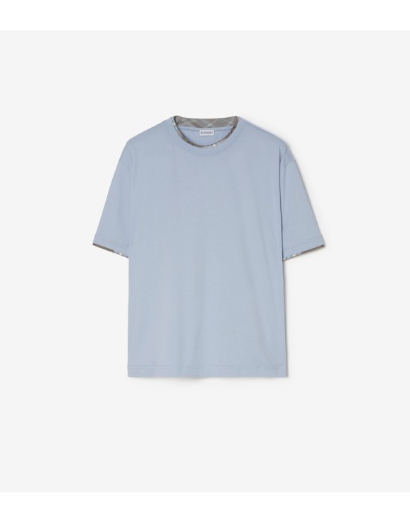 チェックトリム コットンTシャツ