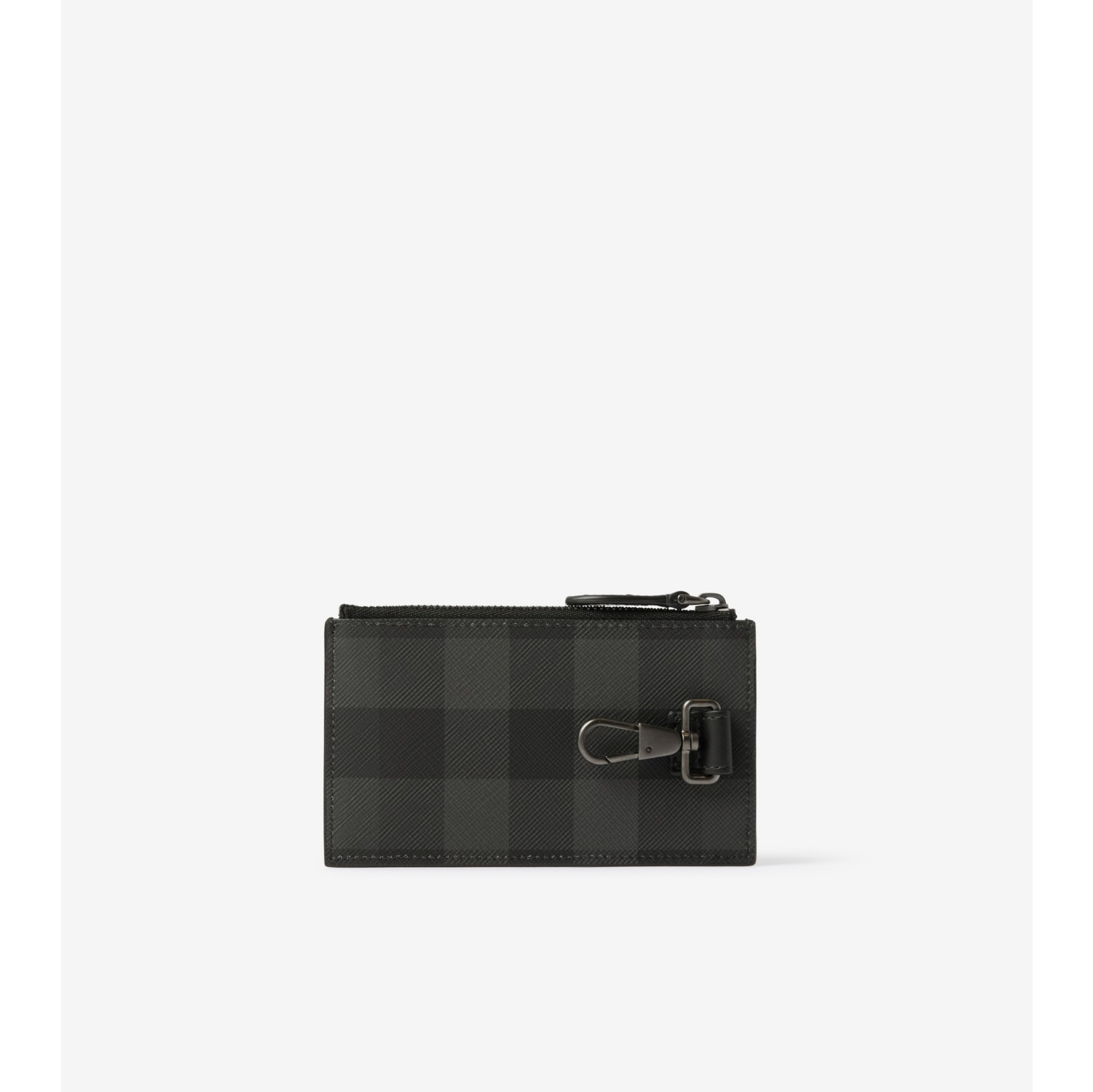 Check Zip Card Case in Charcoal - Men, Canvas | Burberry® Official