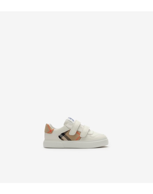 Check and Leather Sneakers