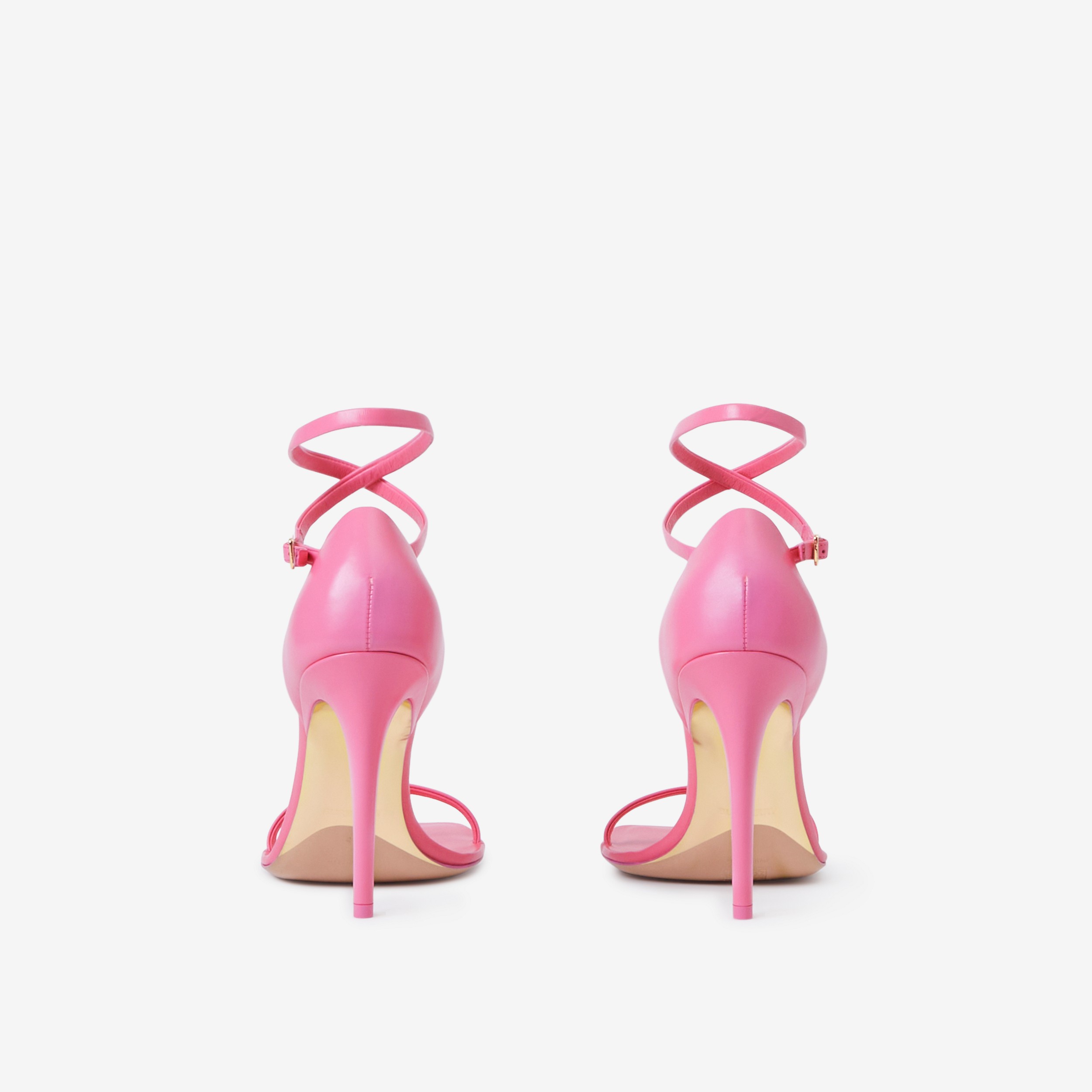 Stiletto-heel Leather Sandals in Bubblegum Pink - Women | Burberry® Official - 3