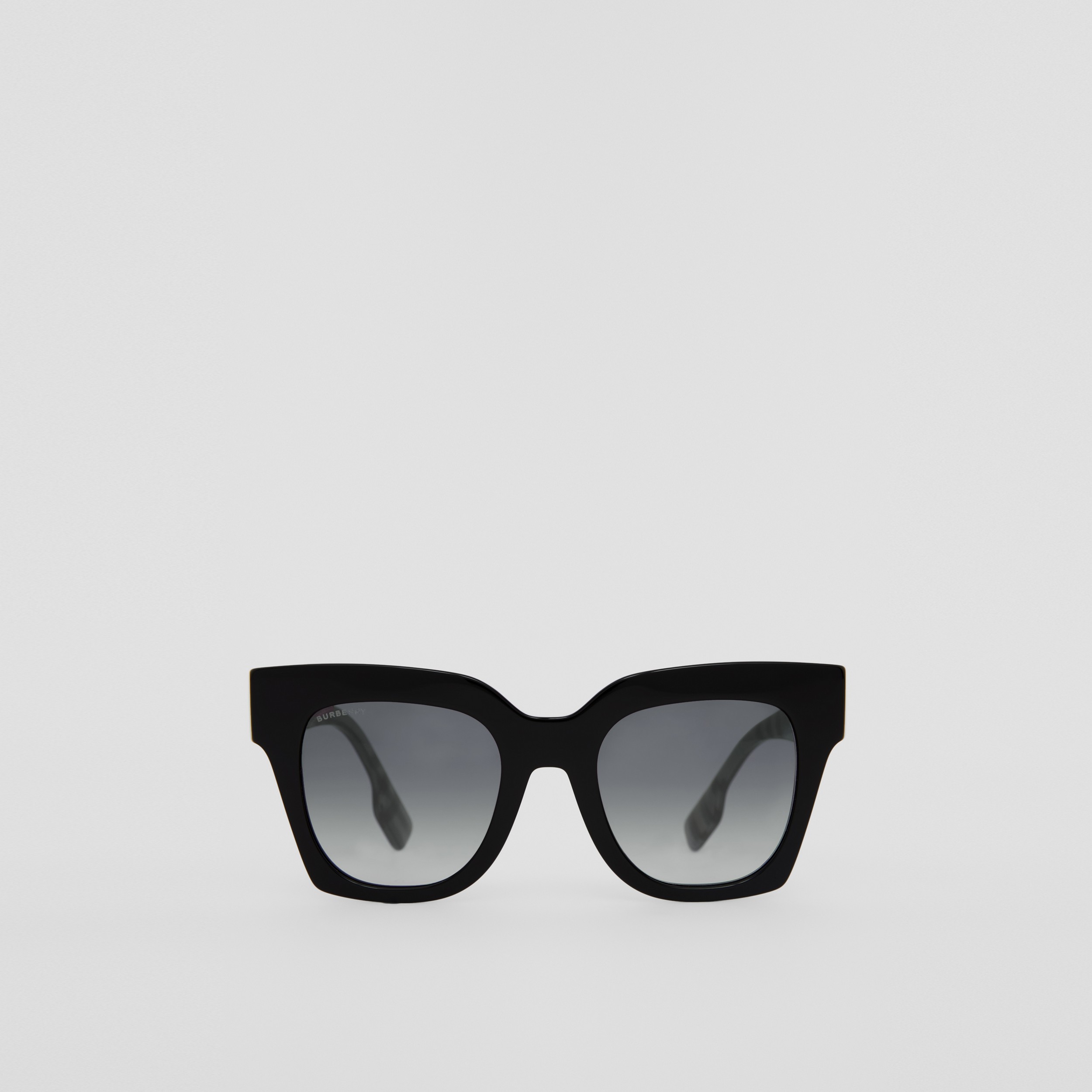 方框太阳眼镜 (黑色 / 米色) - 女士 | Burberry® 博柏利官网 - 1