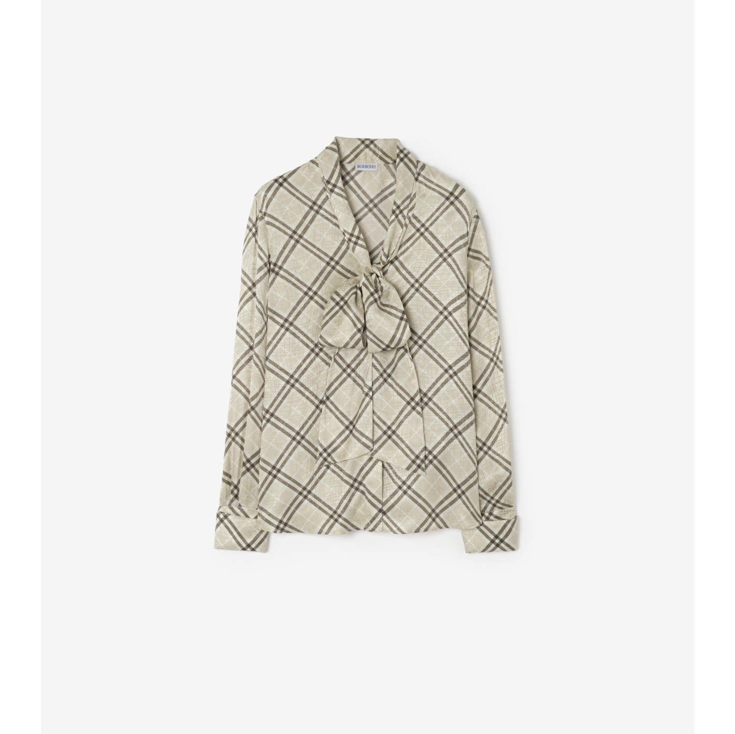 Check Silk Blend Scarf Blouse