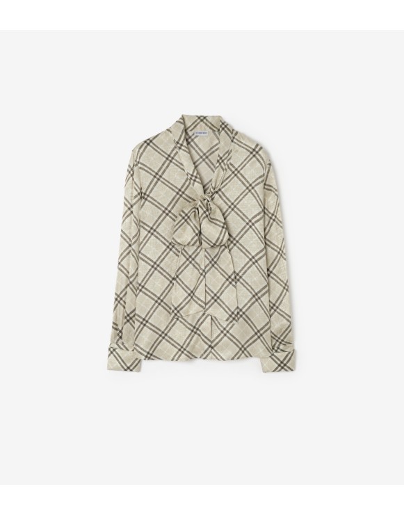 Chemisier foulard en soie mélangée Check
