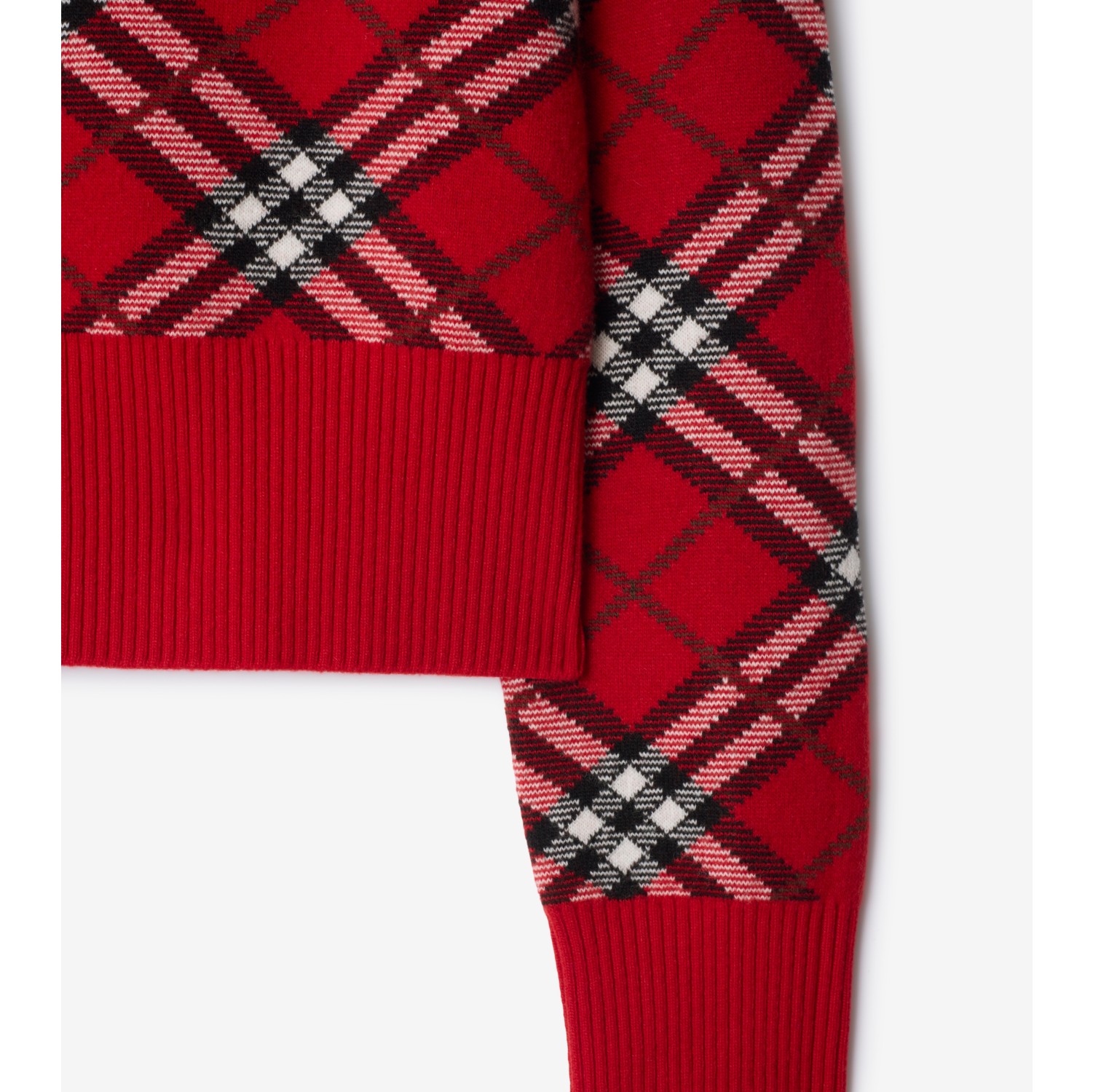 Check Wool Cashmere Blend Sweater in Post red - Women | Burberry® Official