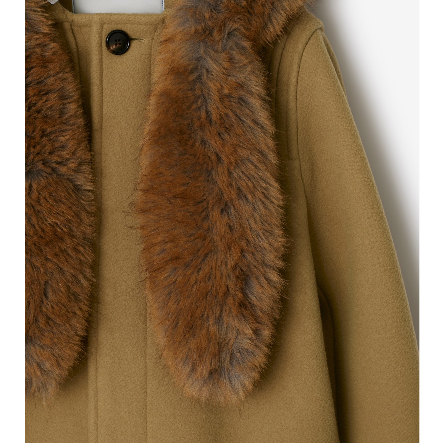 Faux Fur Trim Wool Duffle Coat