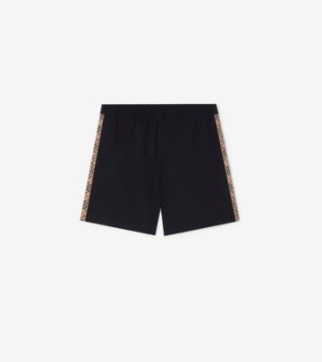 Check Trim Swim Shorts in Black - Men, Nylon | Burberry® Official