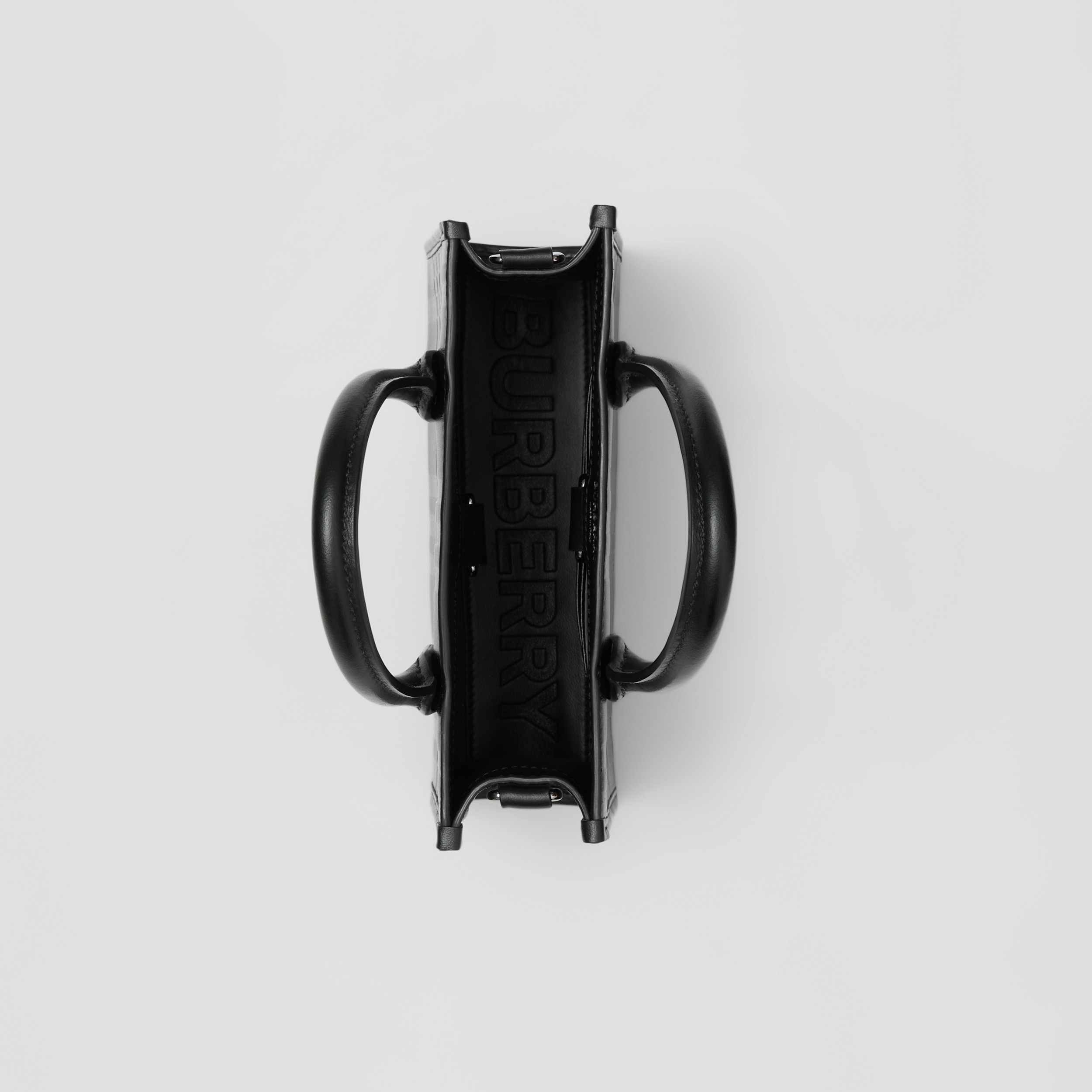 Leder-Henkeltasche im Miniformat mit geprägtem Karomuster (Schwarz) | Burberry® - 3