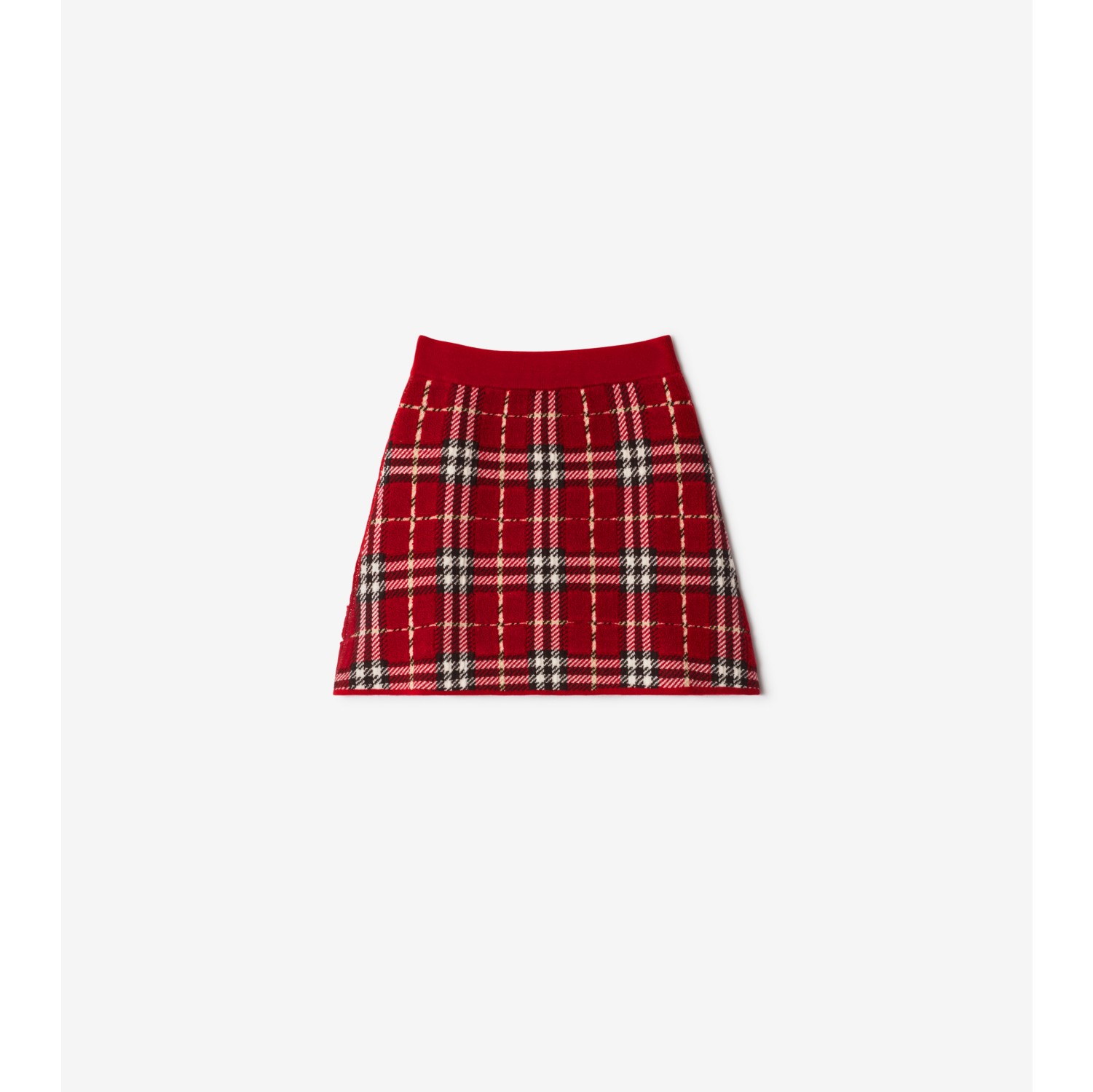 Check Wool Skirt in Rust Burberry Official