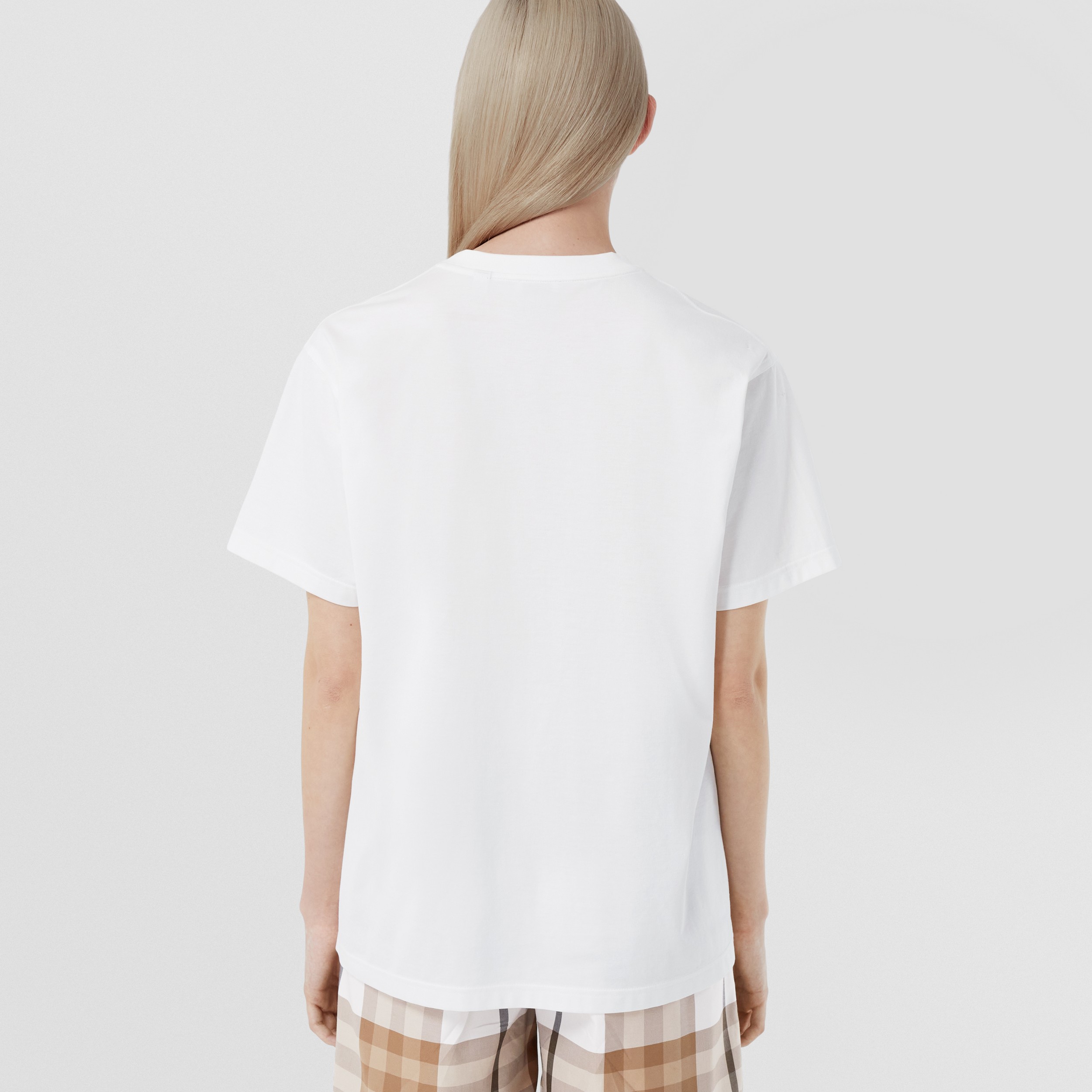 チェックポケット コットン オーバーサイズTシャツ (ホワイト) - ウィメンズ | Burberry®公式サイト
