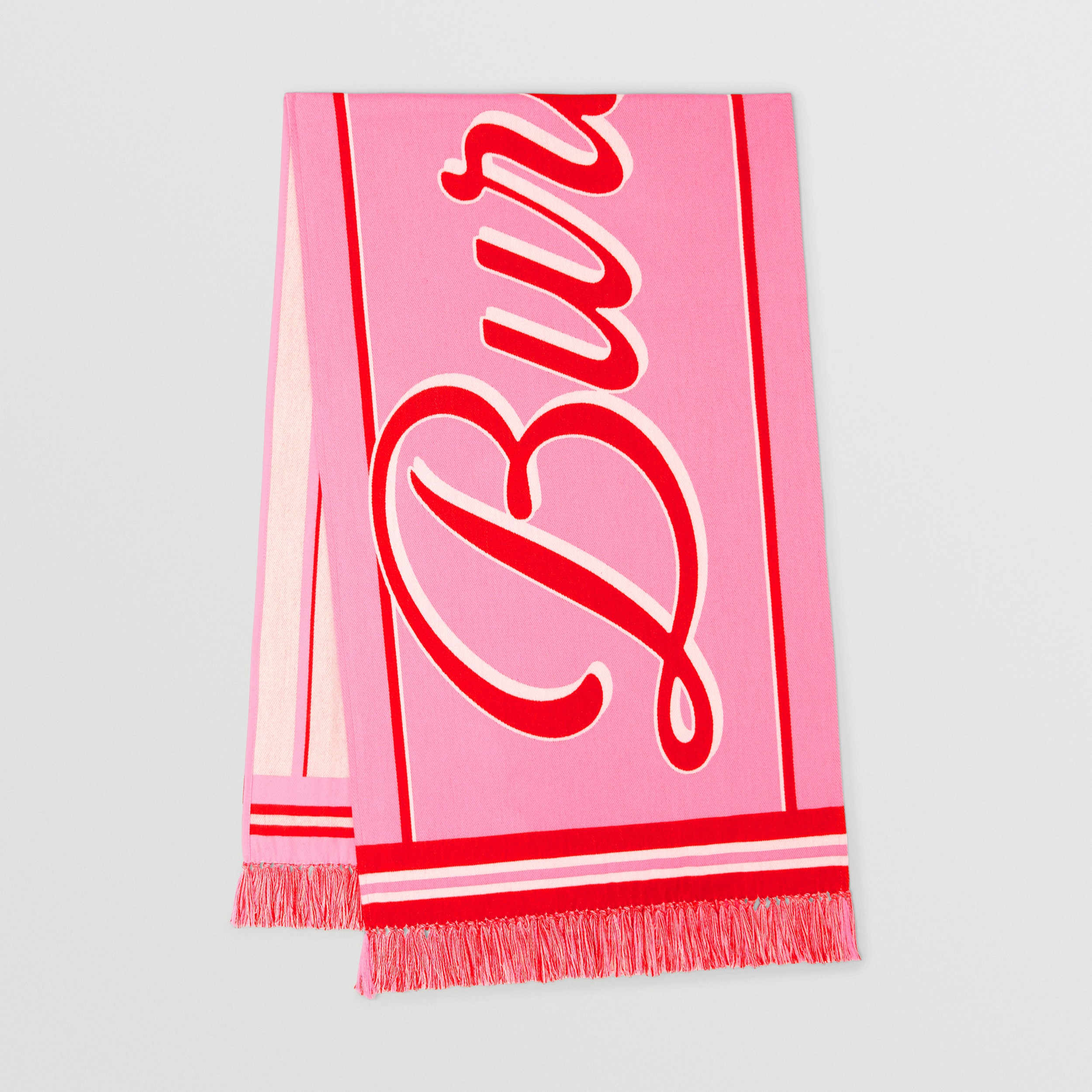 Logo Cotton Jacquard Scarf in Bubblegum Pink | Burberry® Official - 1