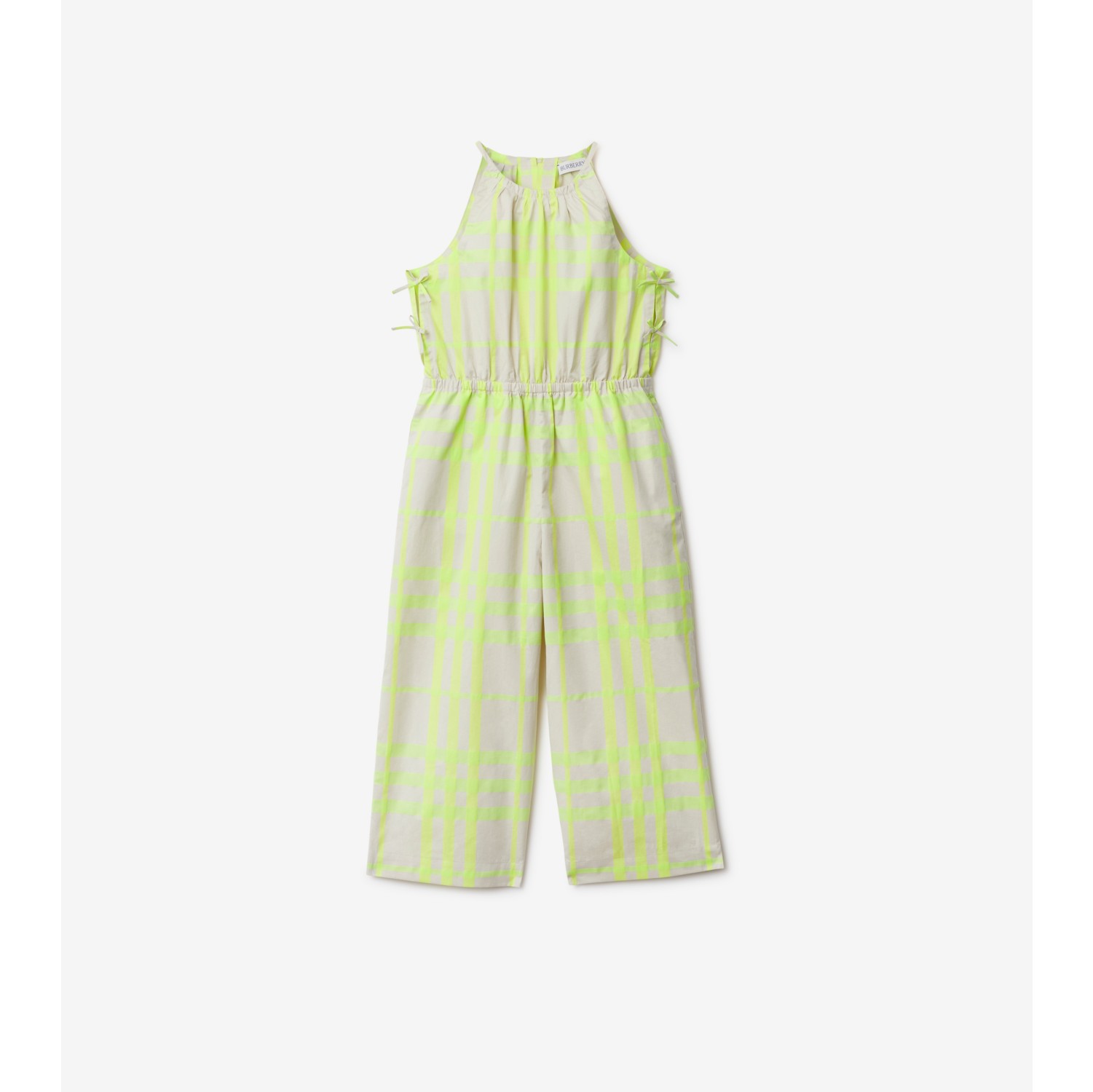 Check Cotton Blend Jumpsuit in Vivid lime Burberry Official