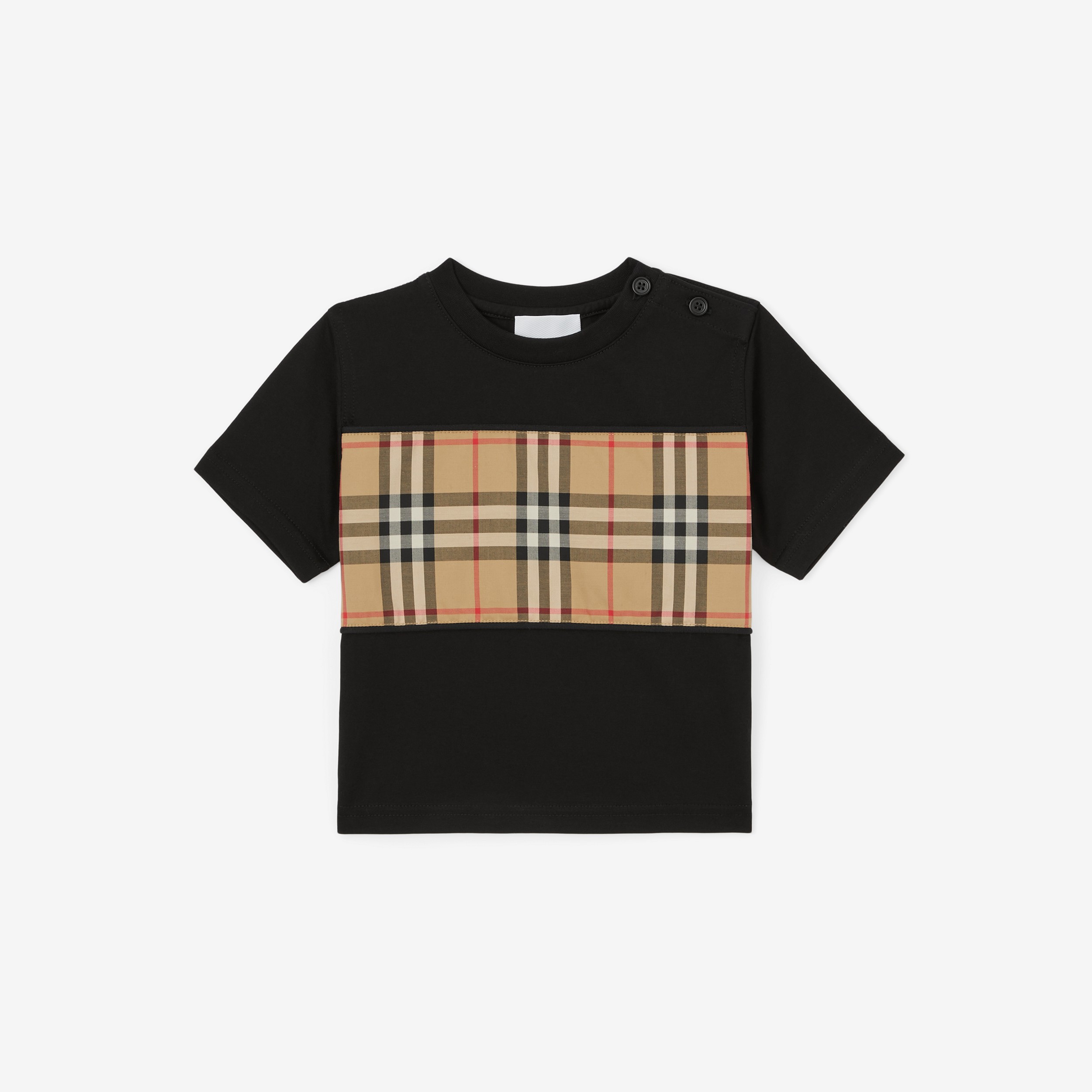 빈티지 체크 패널 코튼 티셔츠 (블랙) - 아동 | Burberry® - 1