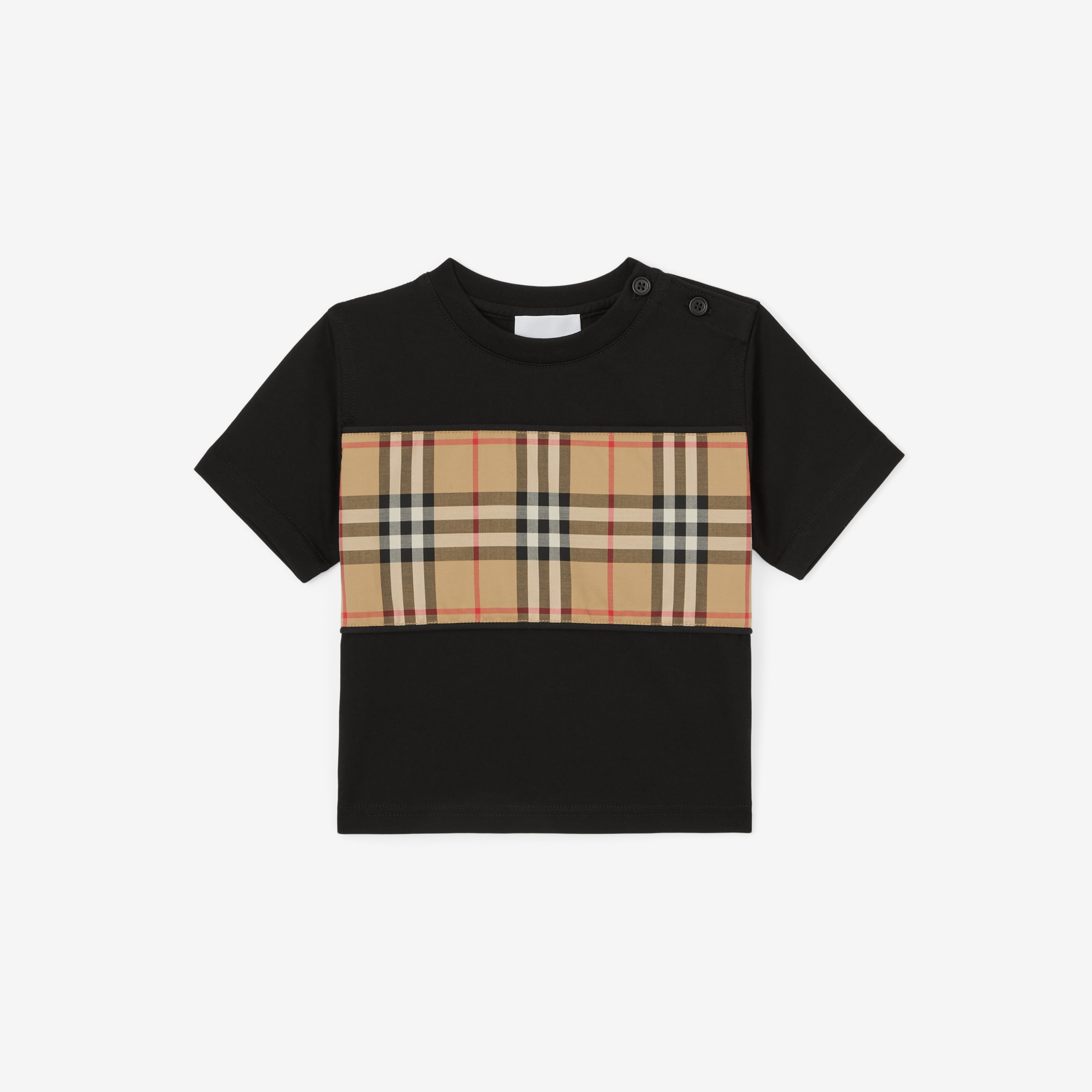 Vintage Check Panel Cotton T-shirt in Black - Children | Burberry® Official