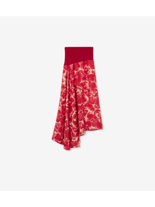 Shop Burberry Rose Silk Skirt In Sherbet