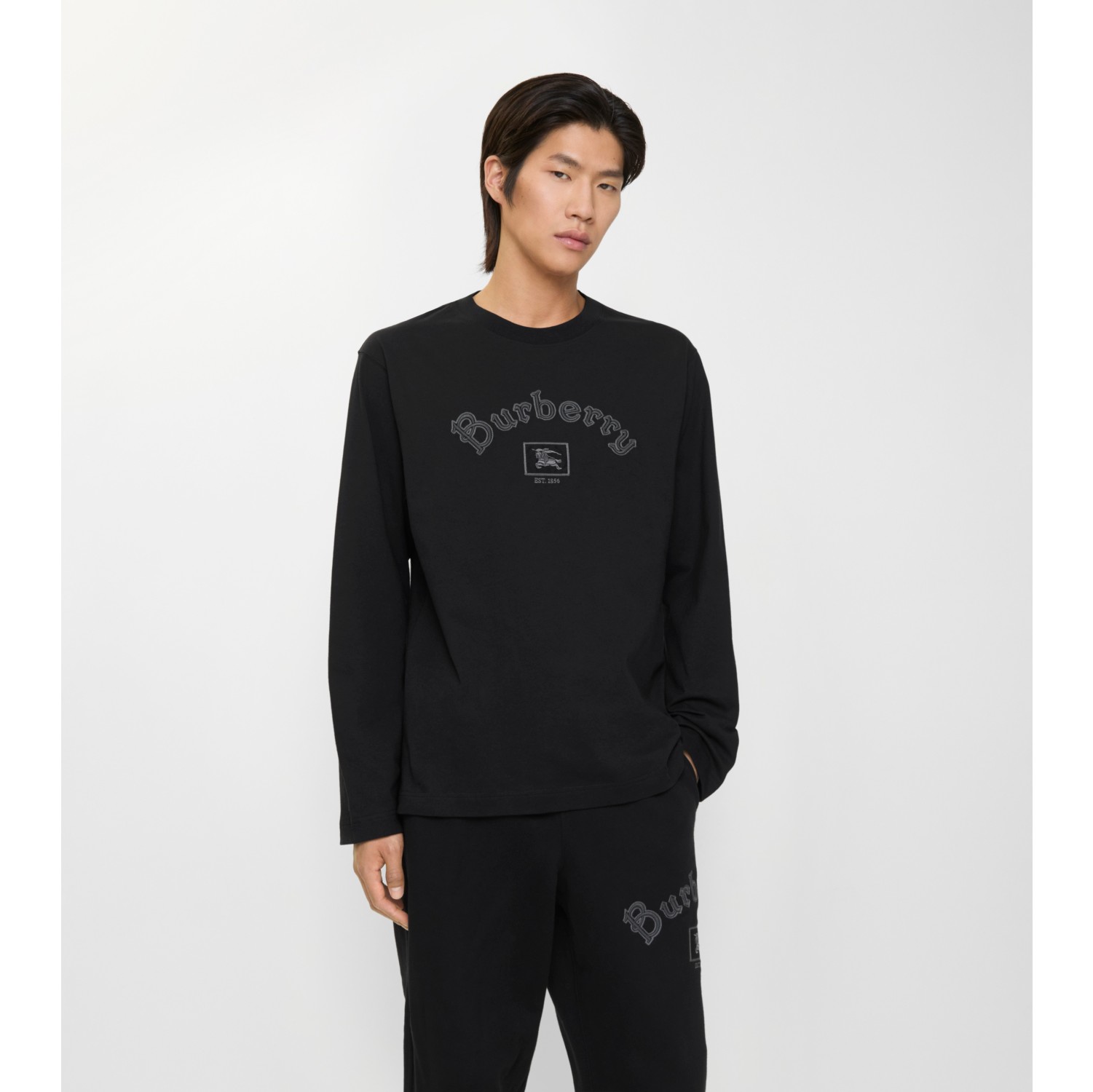 Long-sleeve Gothic Logo Cotton T-shirt