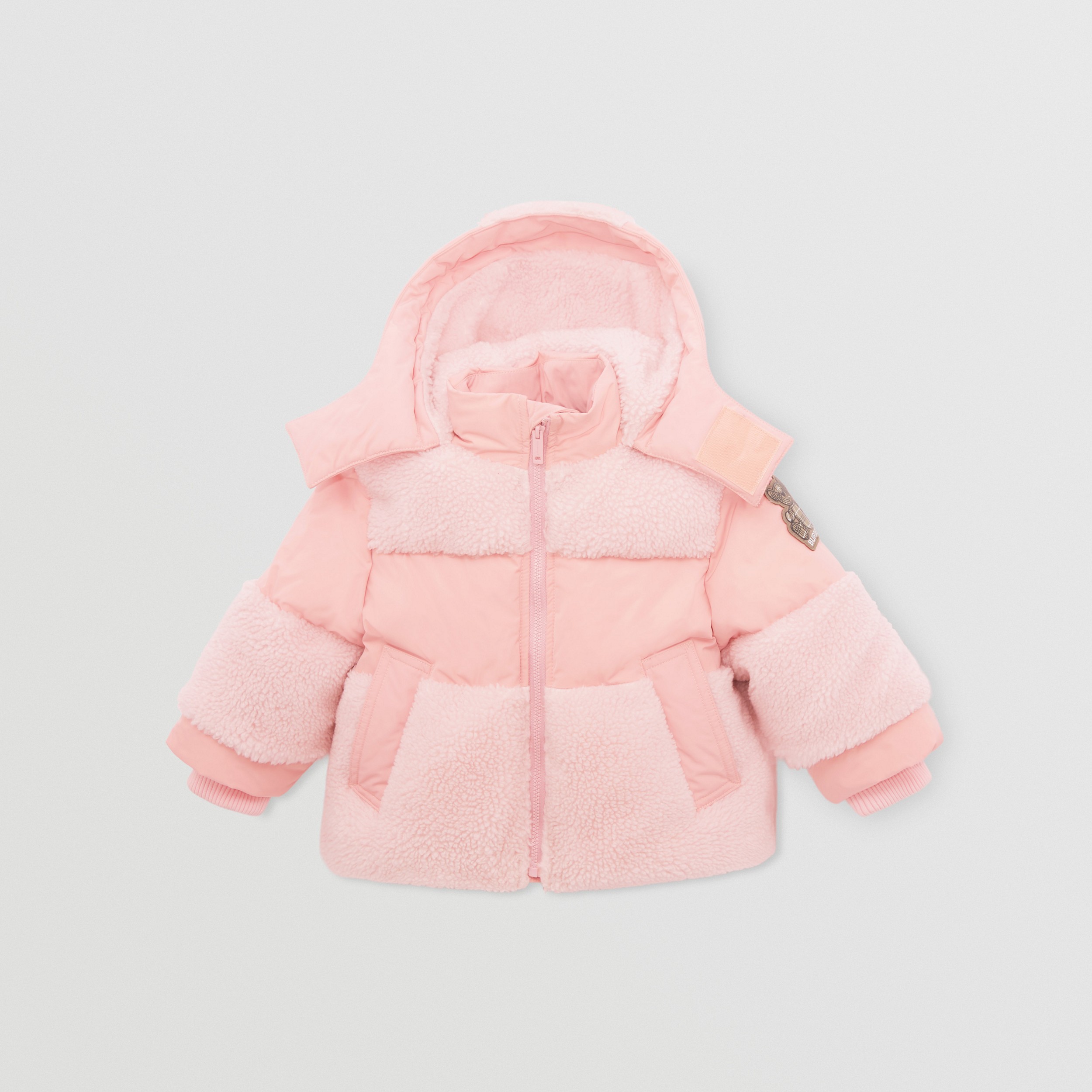Thomas Bear Appliqué Hooded Puffer Jacket in Light Blossom Pink - Children | Burberry® Official - 1
