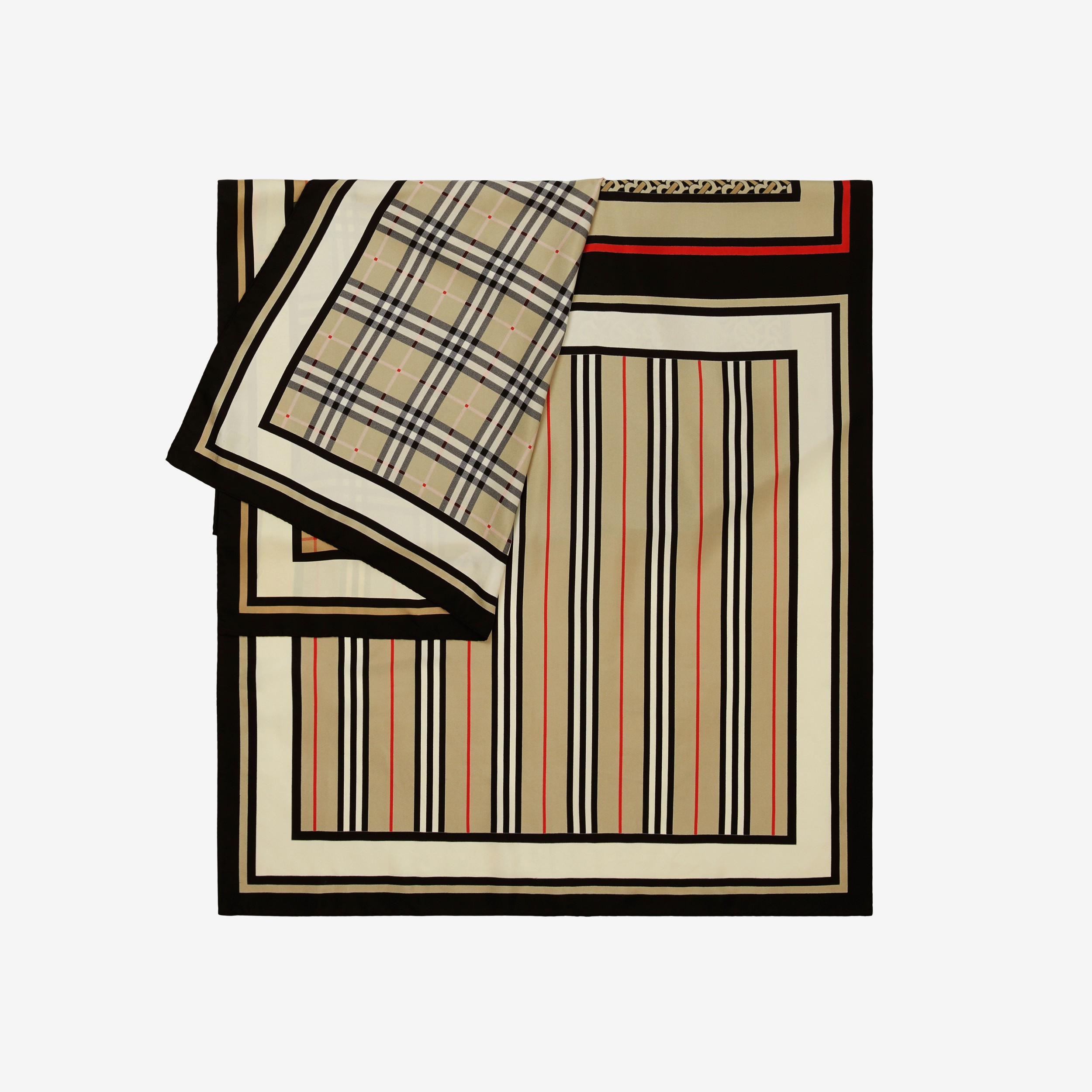 Pañuelo en seda con collage (Beige Vintage) | Burberry® oficial - 3
