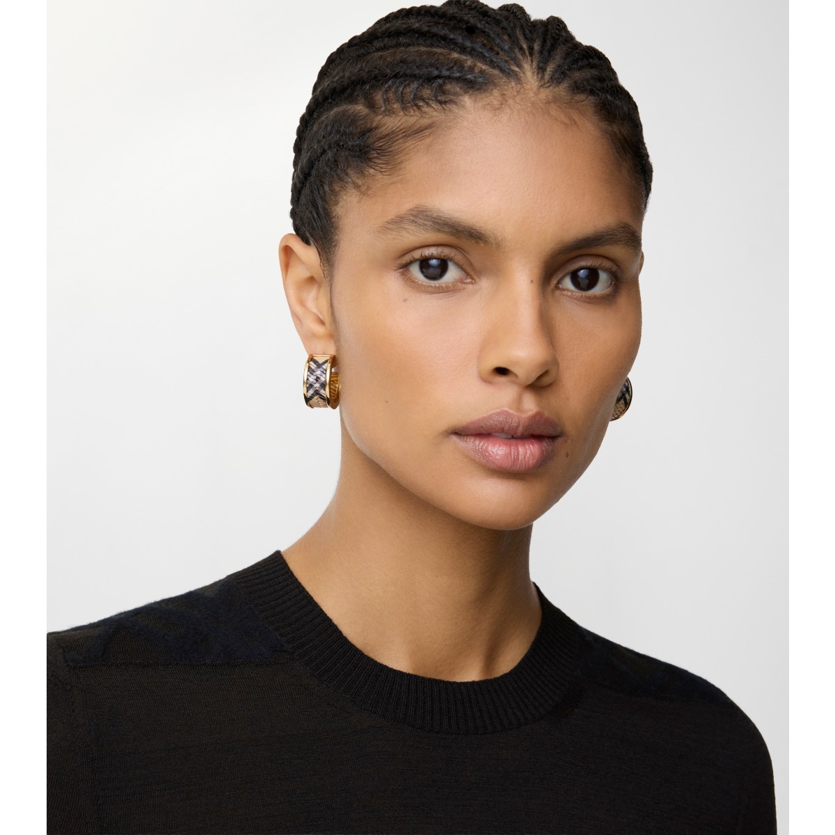  Check Print Hoop Earrings
