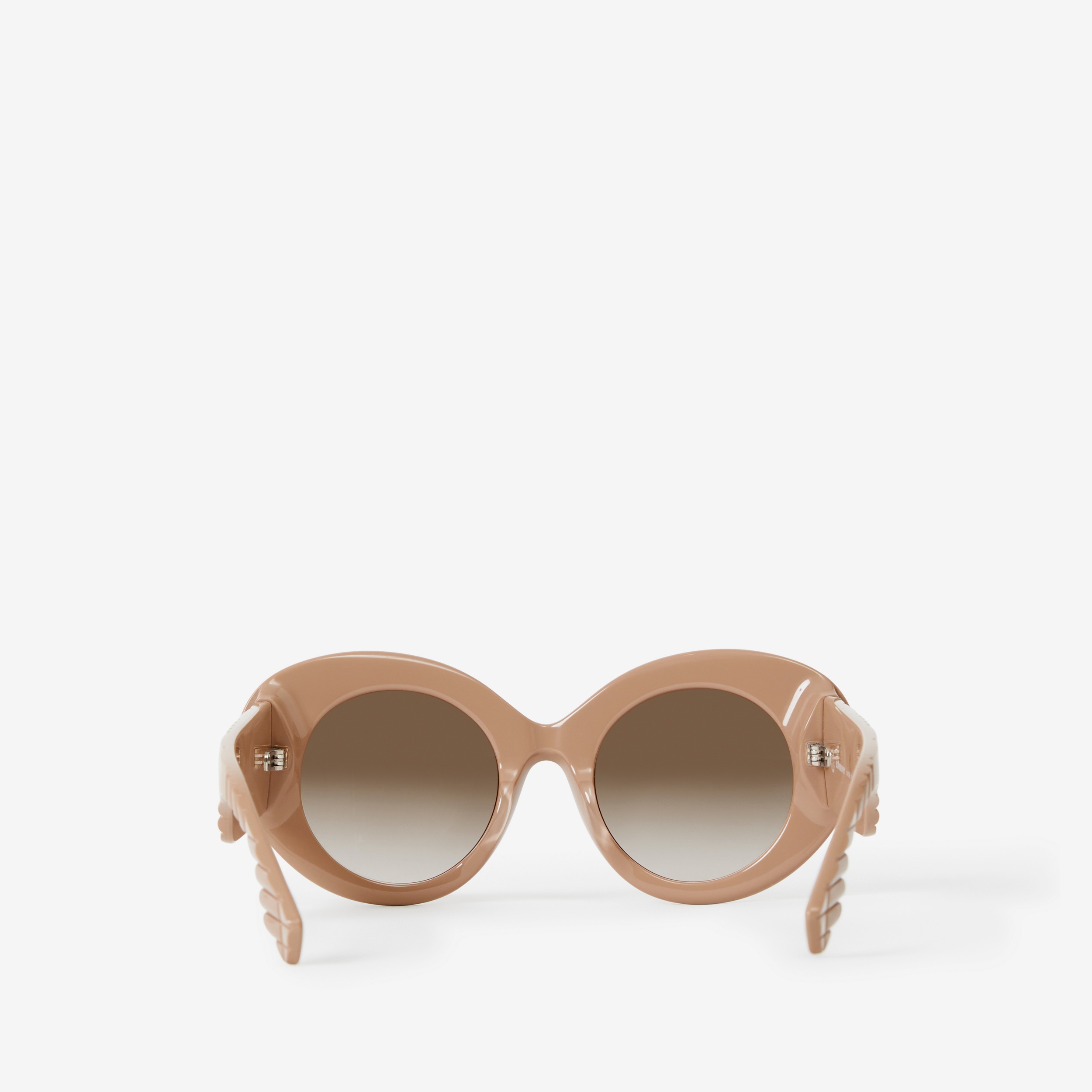 Oversized Round Frame Lola Sunglasses in Beige - Women | Burberry® Official - 3