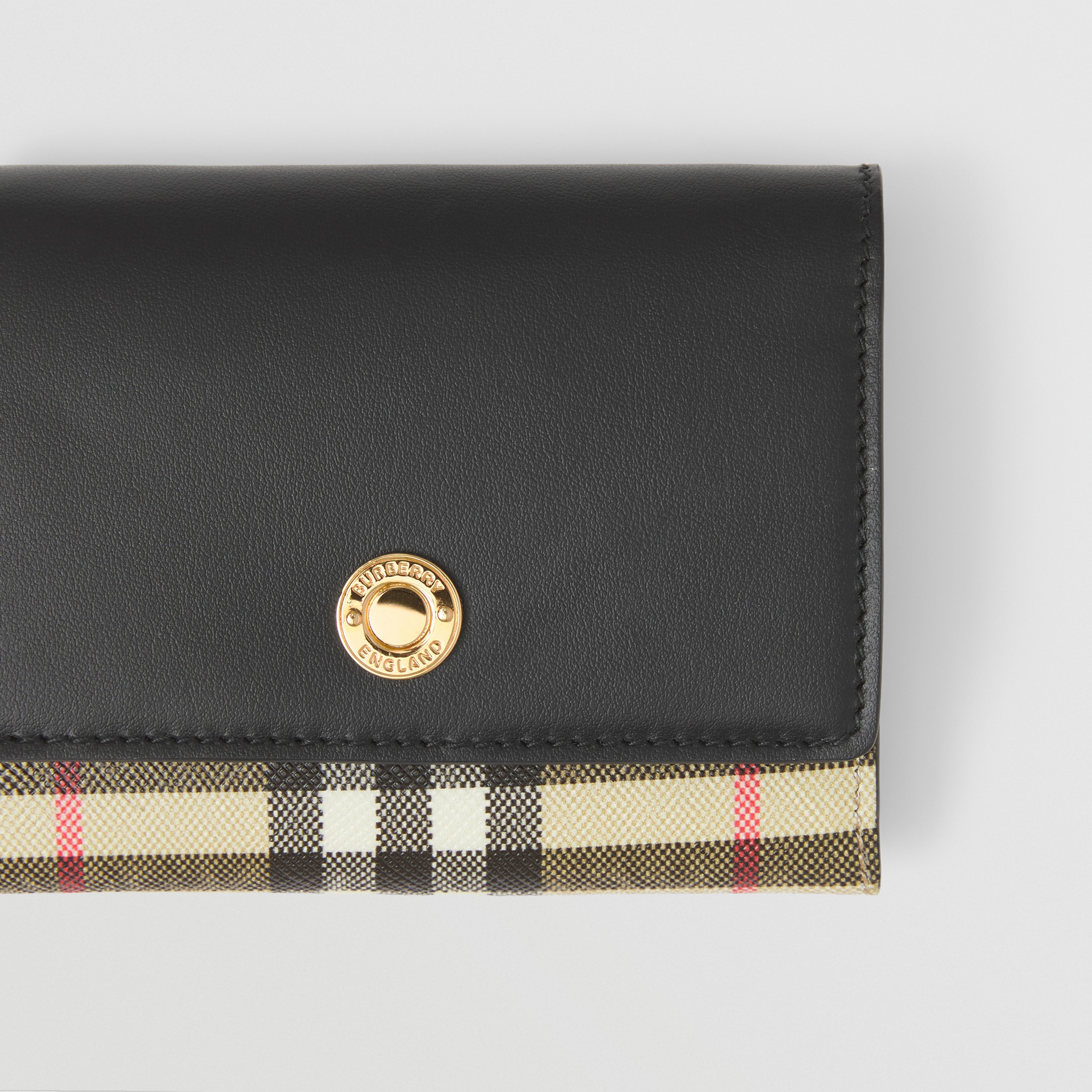 Small Check E-canvas and Leather Folding Wallet in Black - Women | Burberry® Official - 2